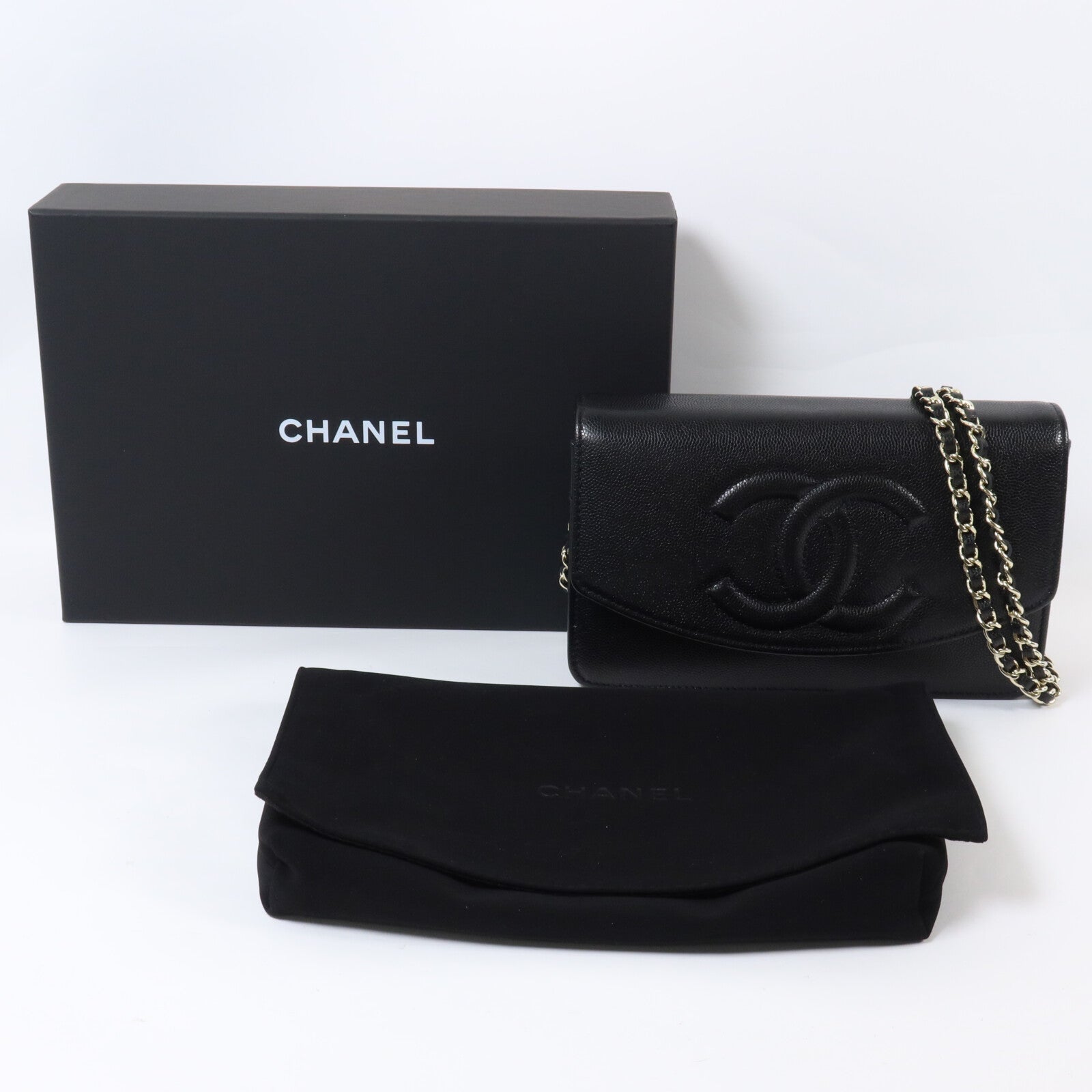 CHANEL 牛皮皮革Wallet On Chain鏈帶肩背袋