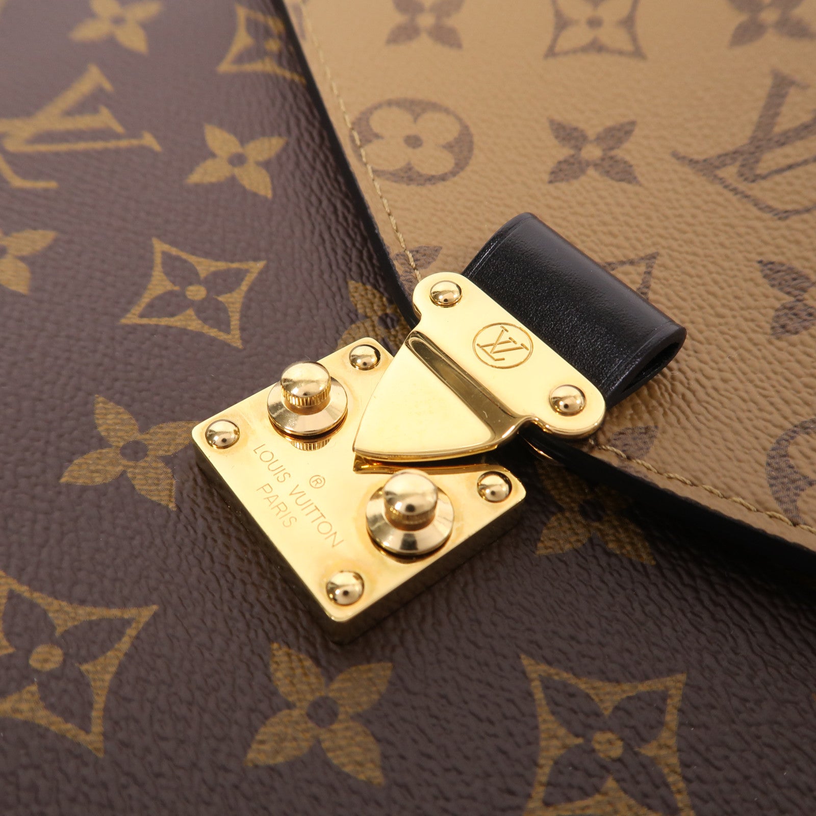 LOUIS VUITTON Monogram Reverse Pochette Metis金扣手挽肩背兩用袋棕色