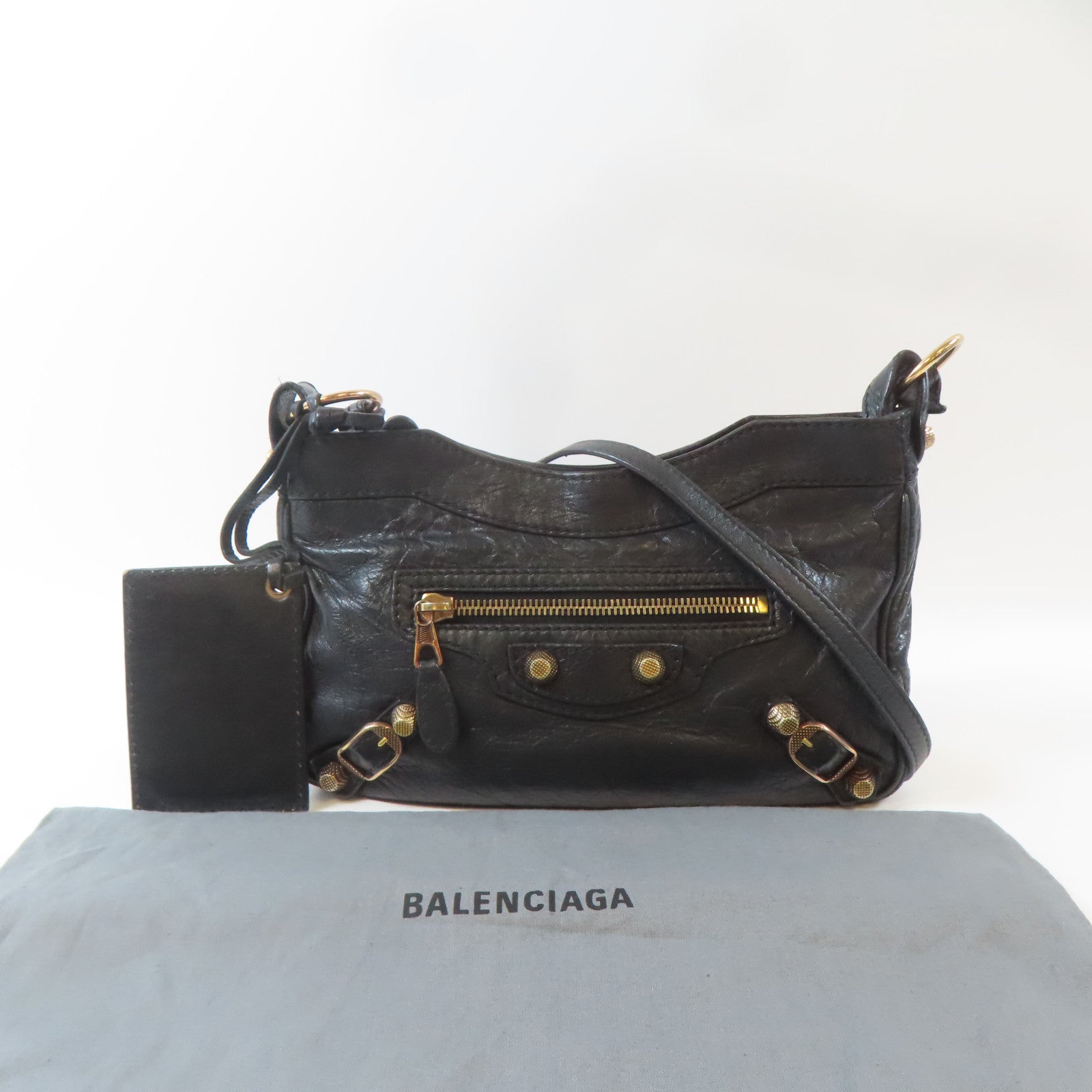 BALENCIAGA 牛皮皮革Hip Bag金扣肩背袋黑色