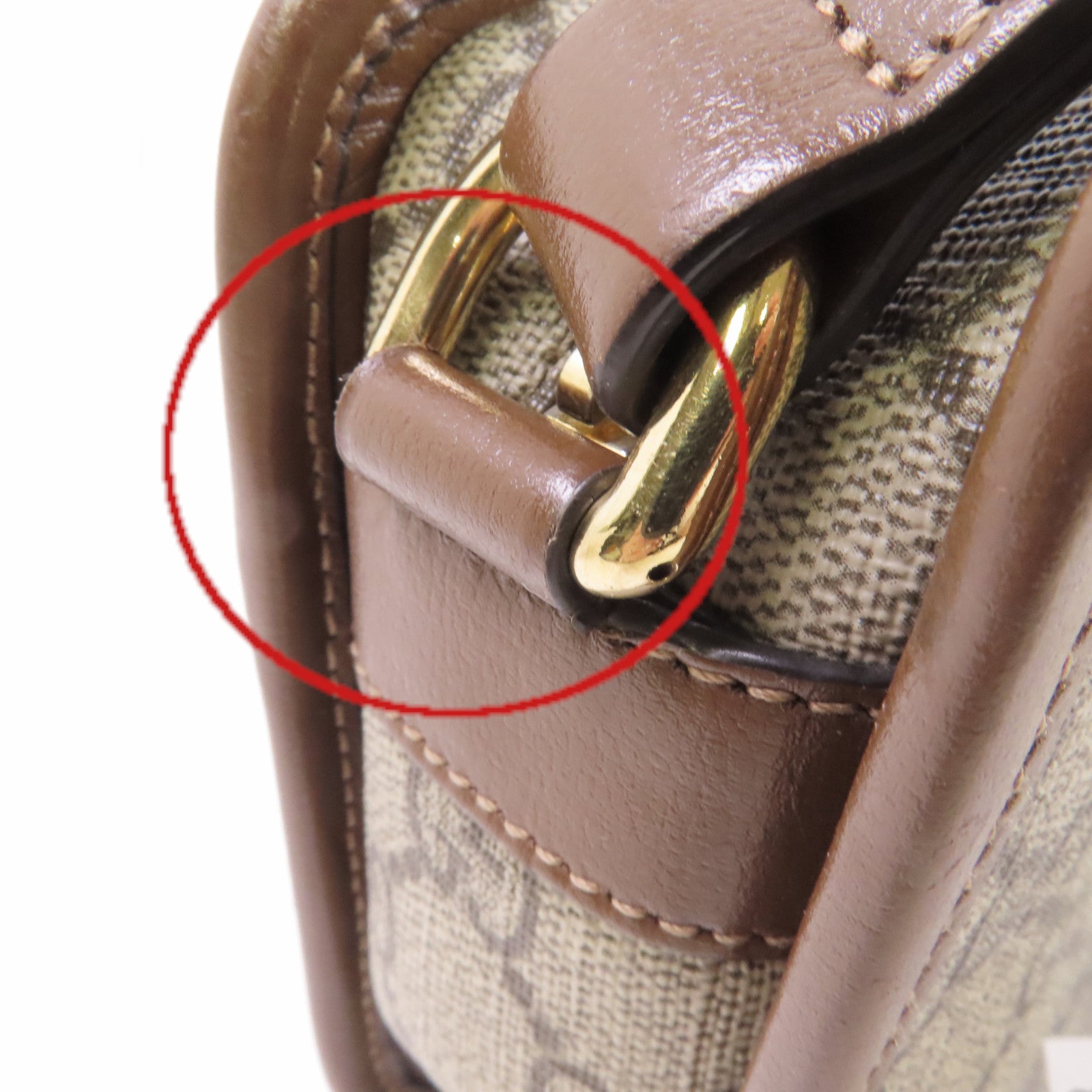 GUCCI 塗層帆布Interlocking G Shoulder Bag金扣肩背袋啡色