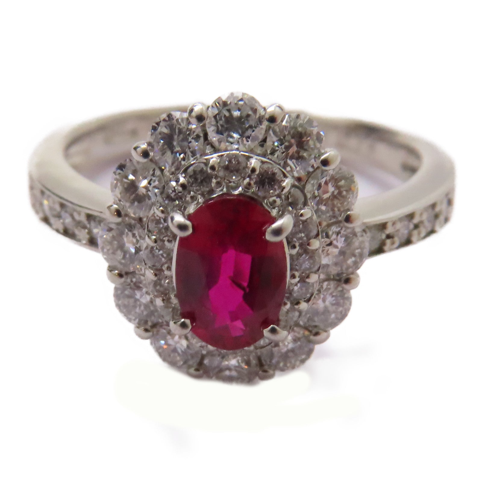 JEWELRY PT鉑金Ruby/Diamond Ring 0.57ct紅寶石/0.74ct鑽石戒指US#6.25