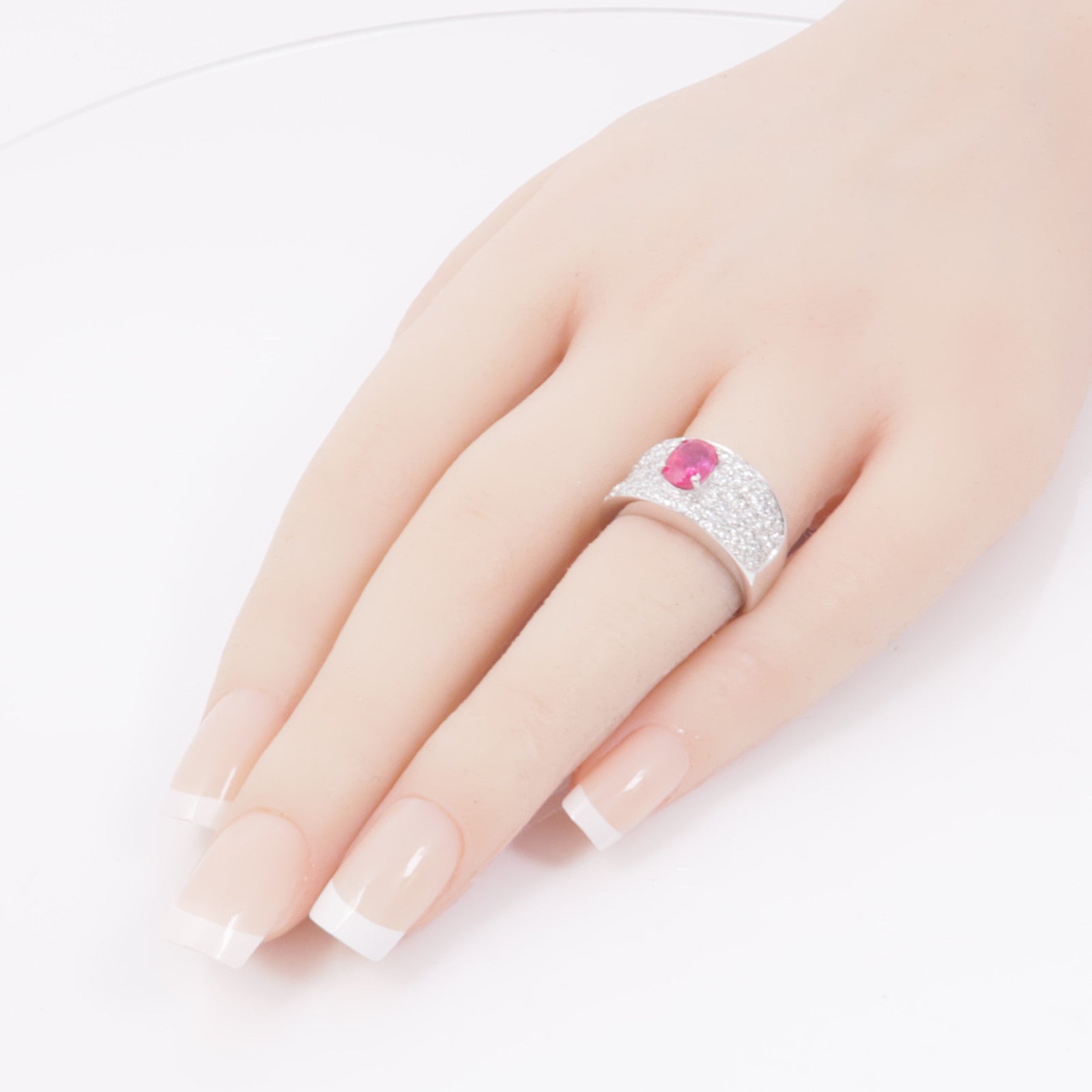 JEWELRY 18K白金Ruby/Diamond Ring 紅寶石/鑽石戒指US#6