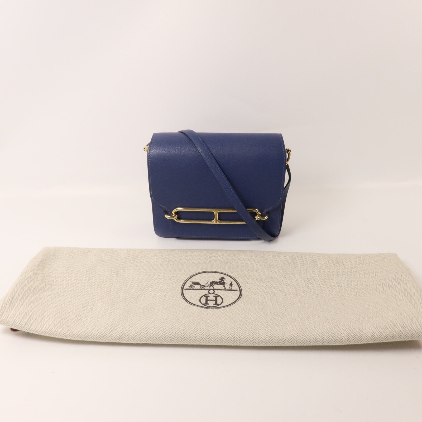 HERMES Evercolor皮革Roulis Mini肩背袋Bleu Agate