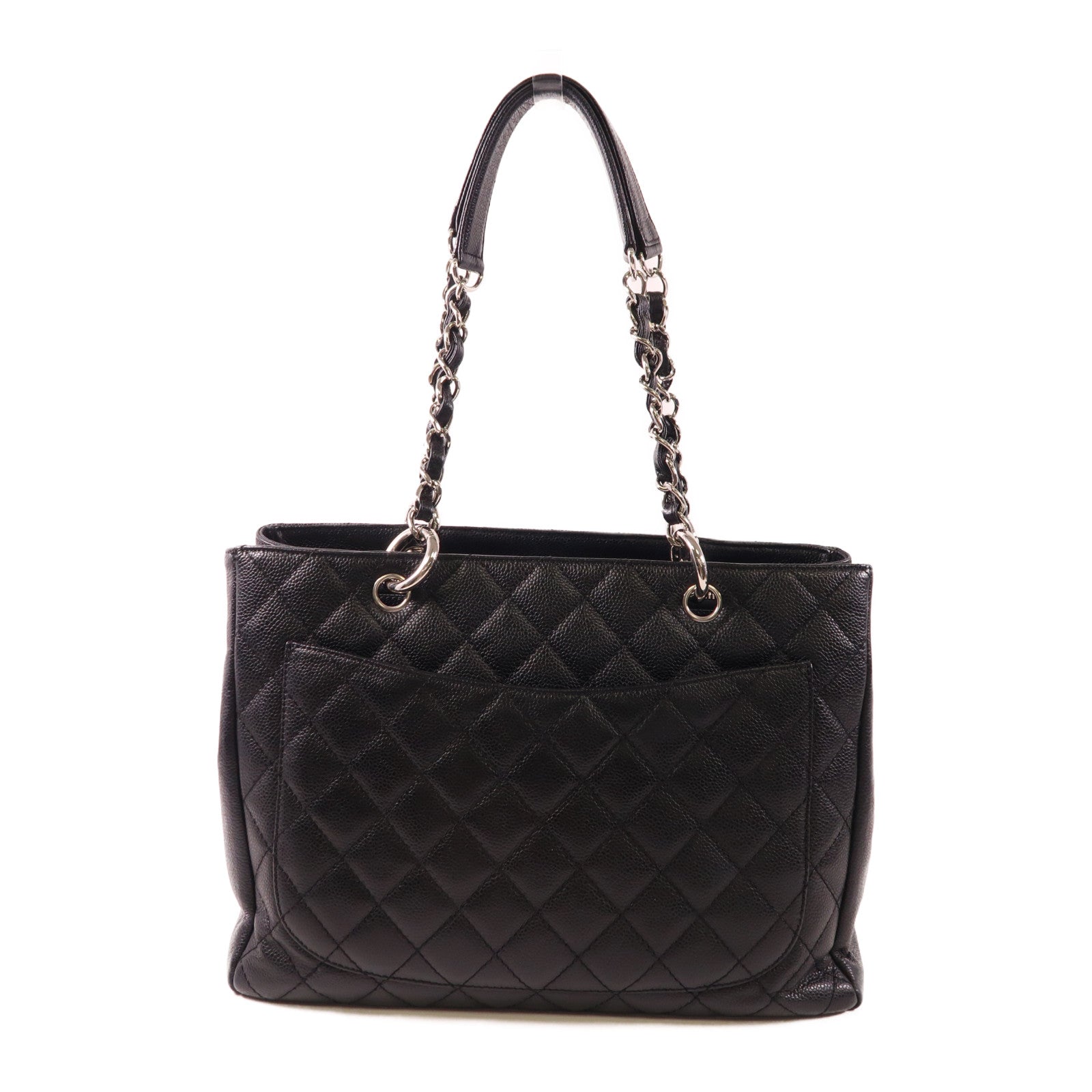 CHANEL 牛皮皮革GST Grand Shopping Tote Bag銀扣鏈帶肩背袋