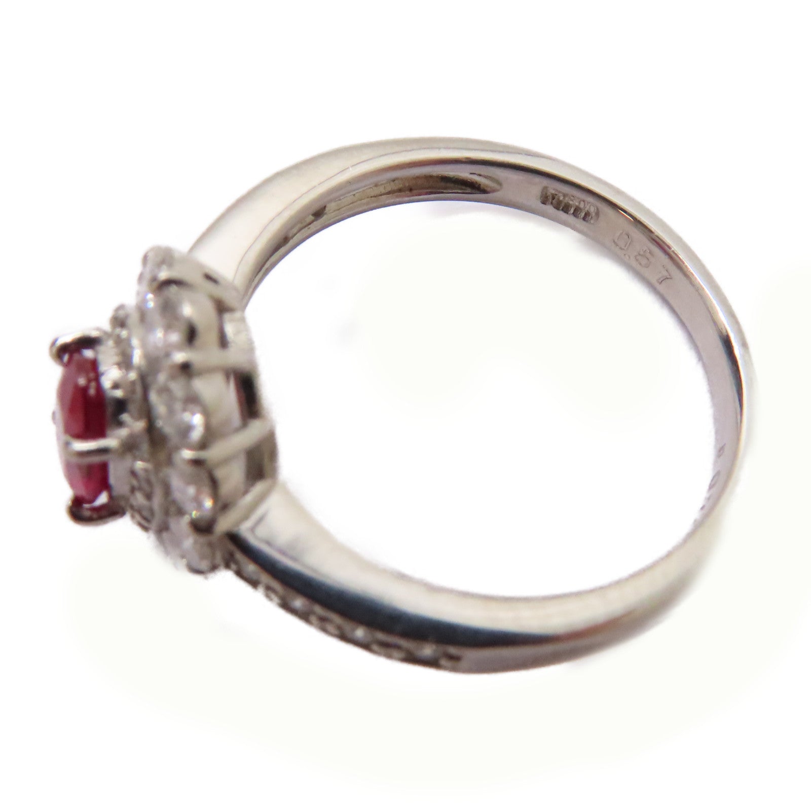 JEWELRY PT鉑金Ruby/Diamond Ring 0.57ct紅寶石/0.74ct鑽石戒指US#6.25