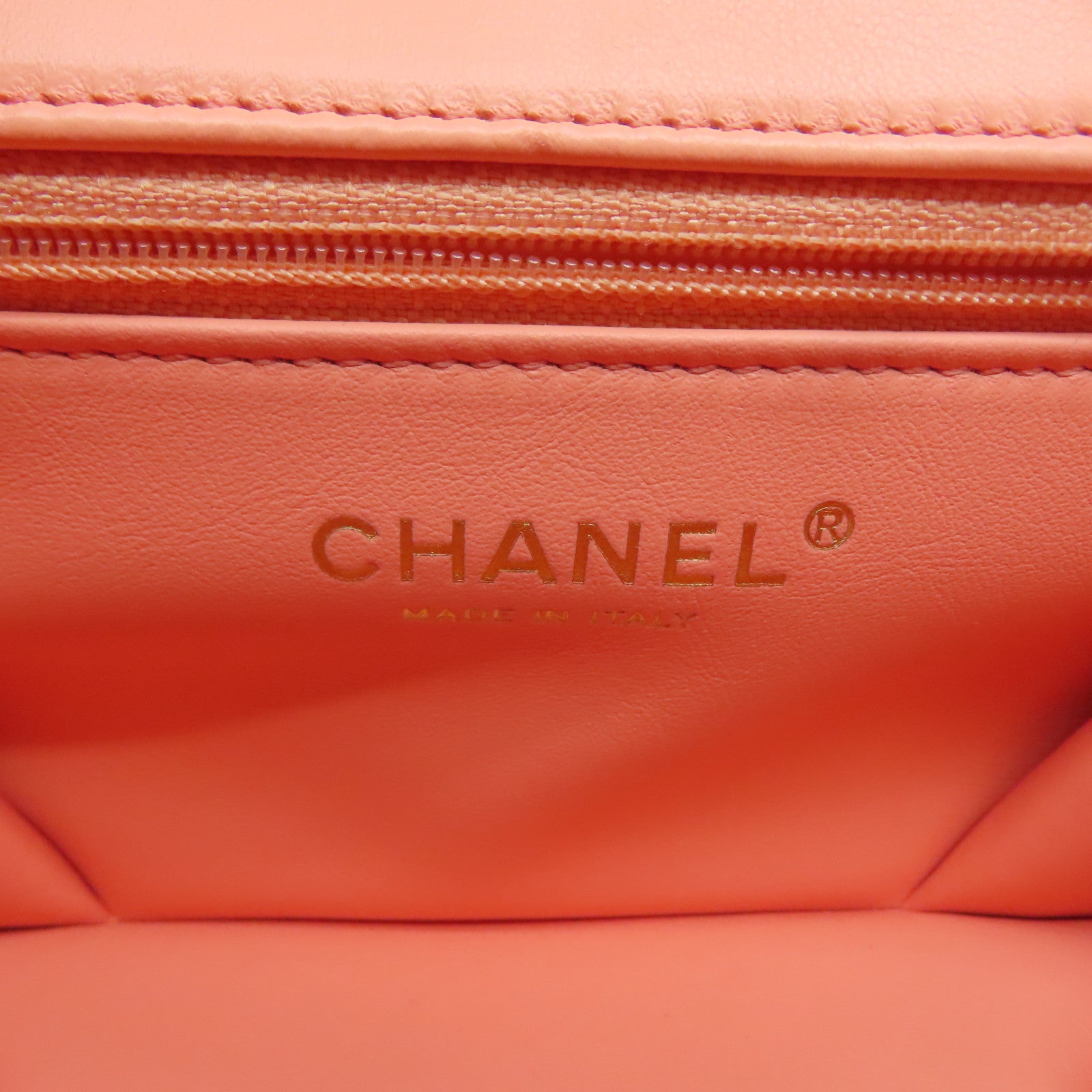 CHANEL 【激減優惠】菱格牛皮皮革Chain Shoulder金扣鏈帶肩背袋橙色