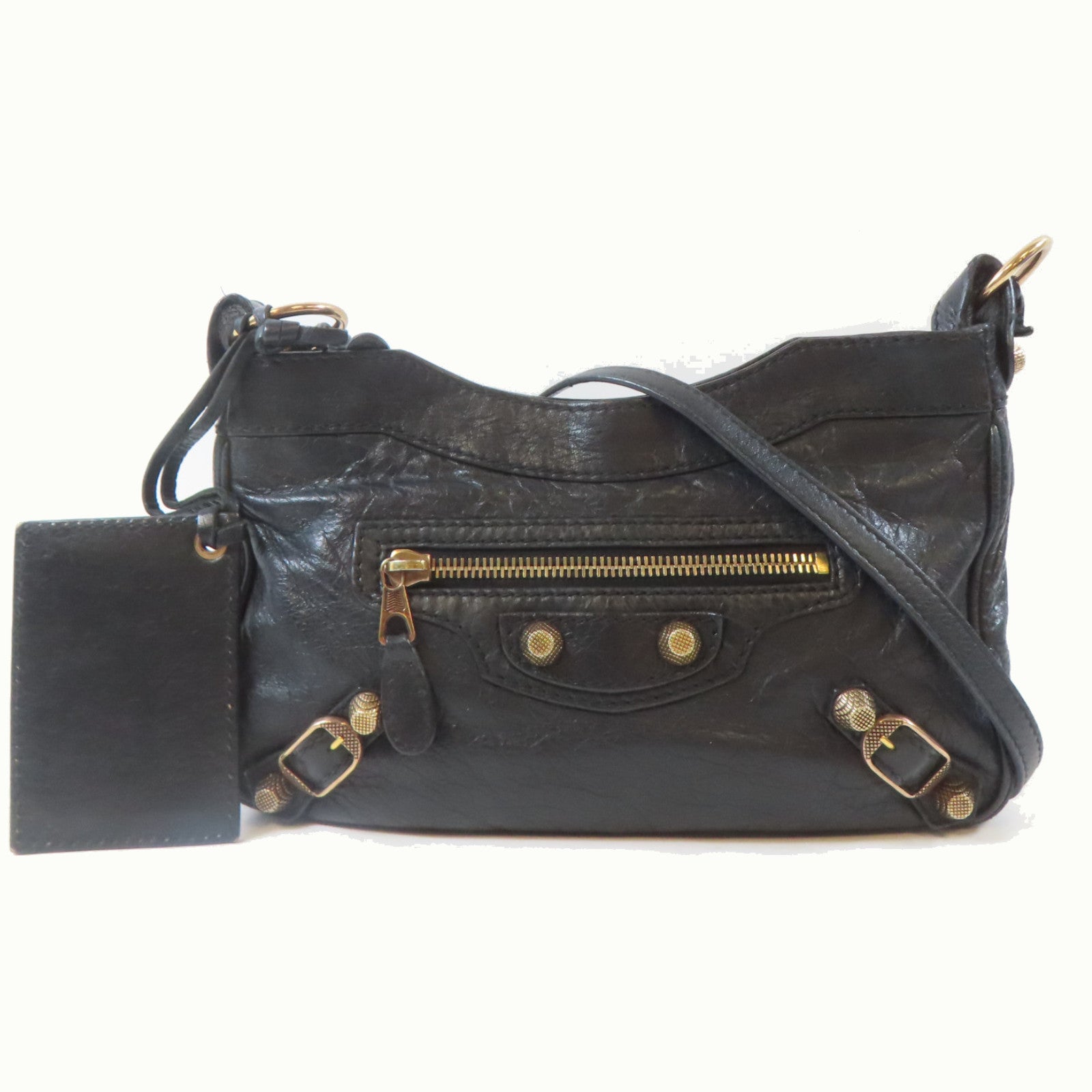 BALENCIAGA 牛皮皮革Hip Bag金扣肩背袋黑色