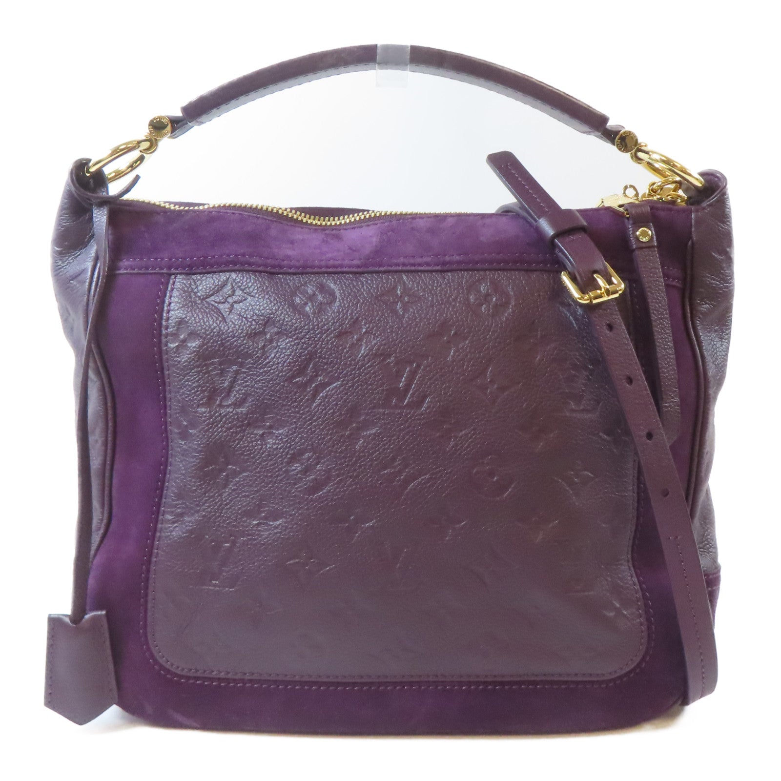 LOUIS VUITTON Monogram Empreinte Oda Shoes PM金扣手挽肩背兩用袋紫色