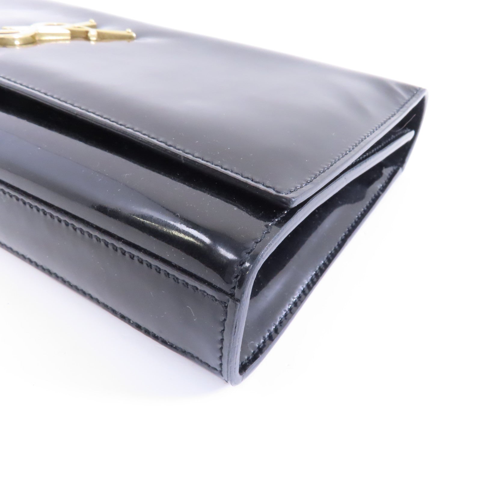 SAINT LAURENT 漆皮皮革Clutch金扣手拿包黑色
