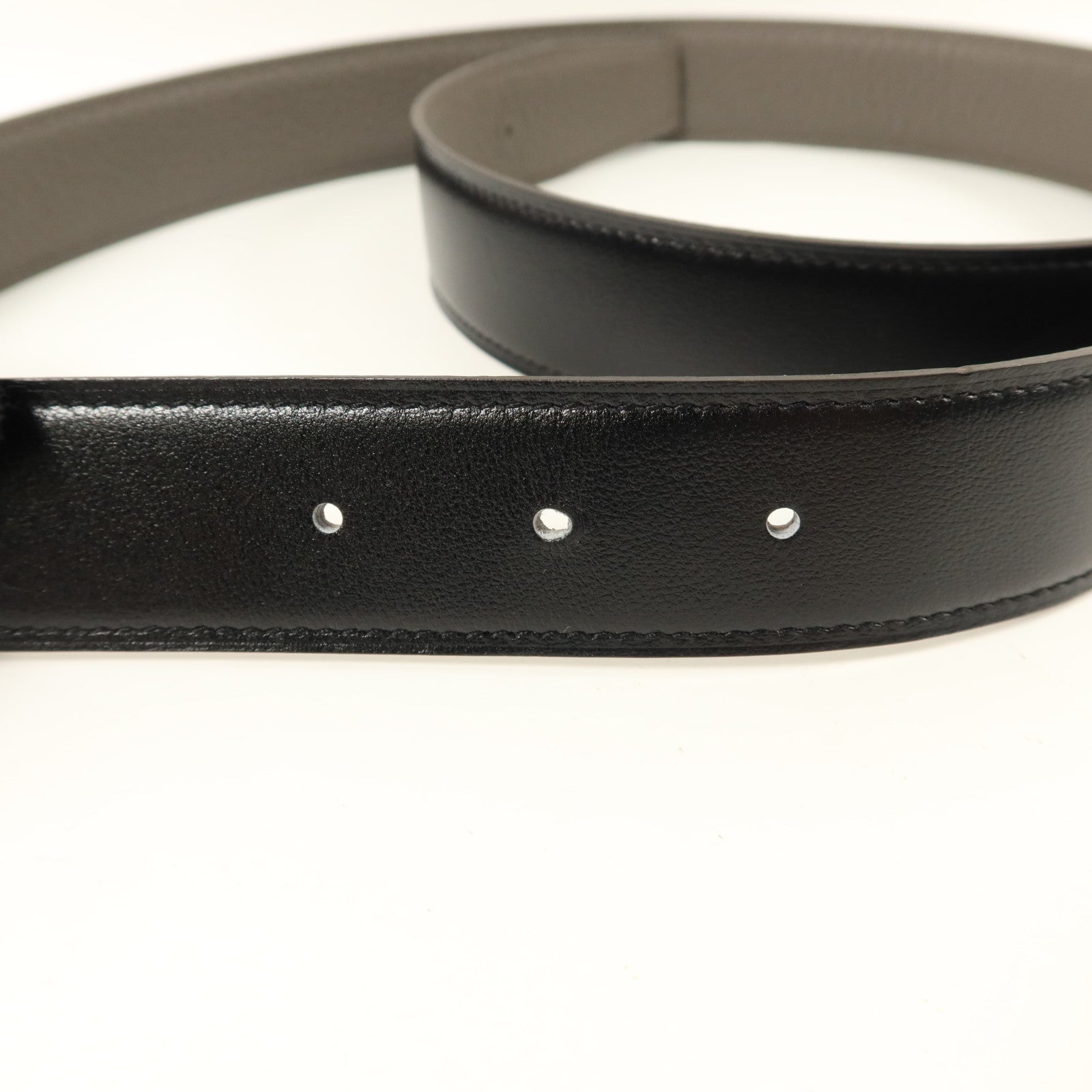 HERMES Box/Togo皮革Constance Reversible H腰帶Noir/Etain