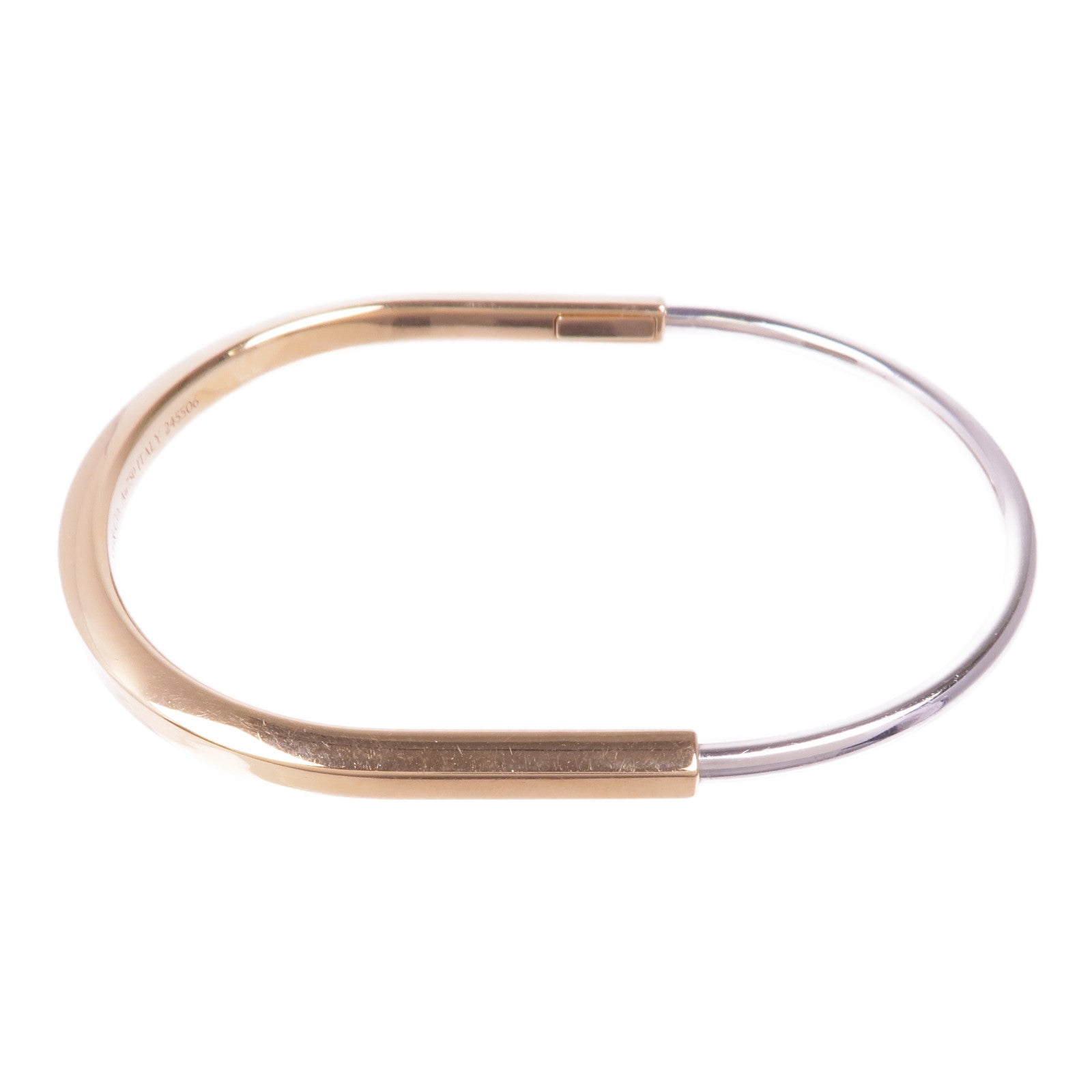 TIFFANY＆CO 18K玫瑰金/白金Lock Bracelet手鏈