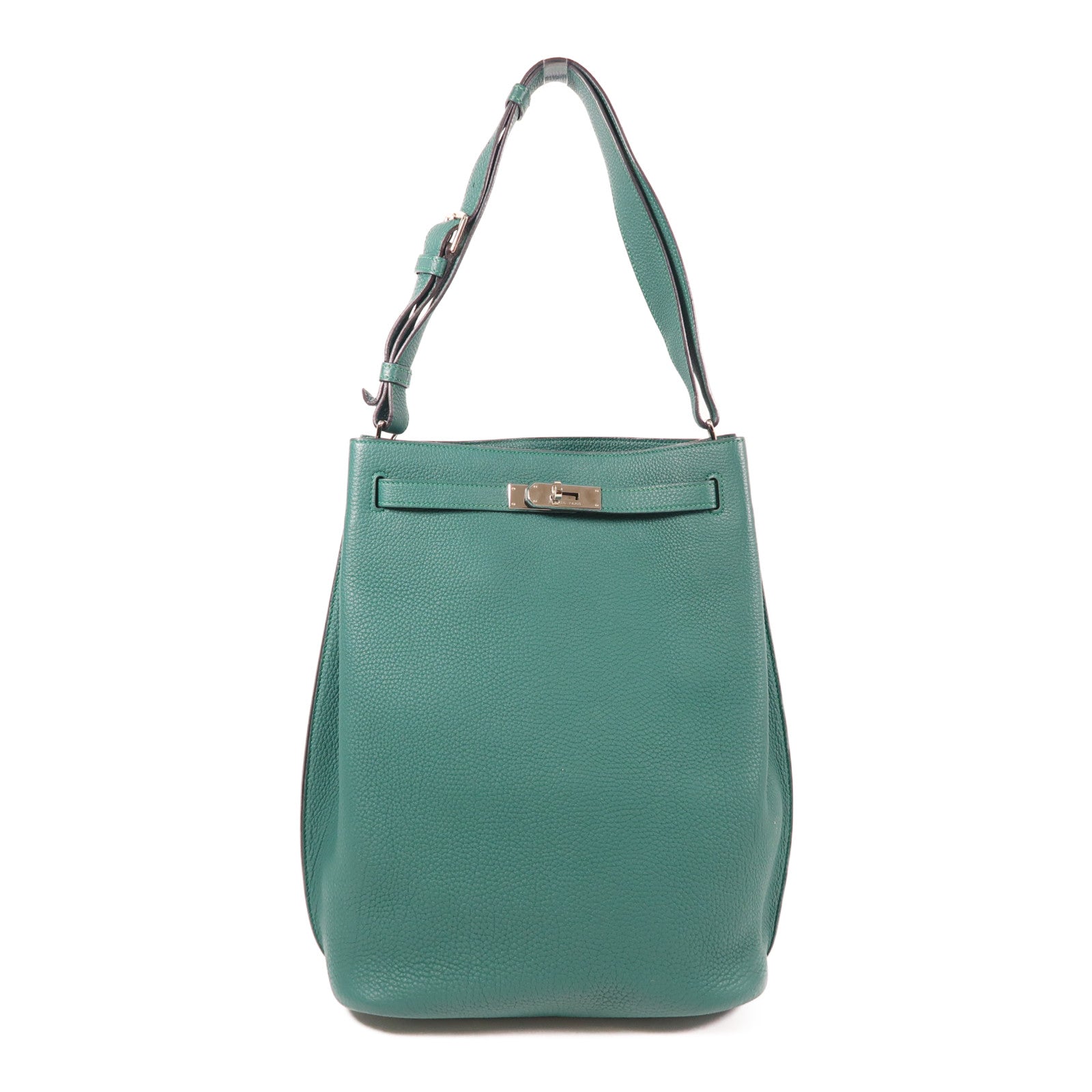 HERMES Clemence皮革So Kelly 26銀扣肩背袋