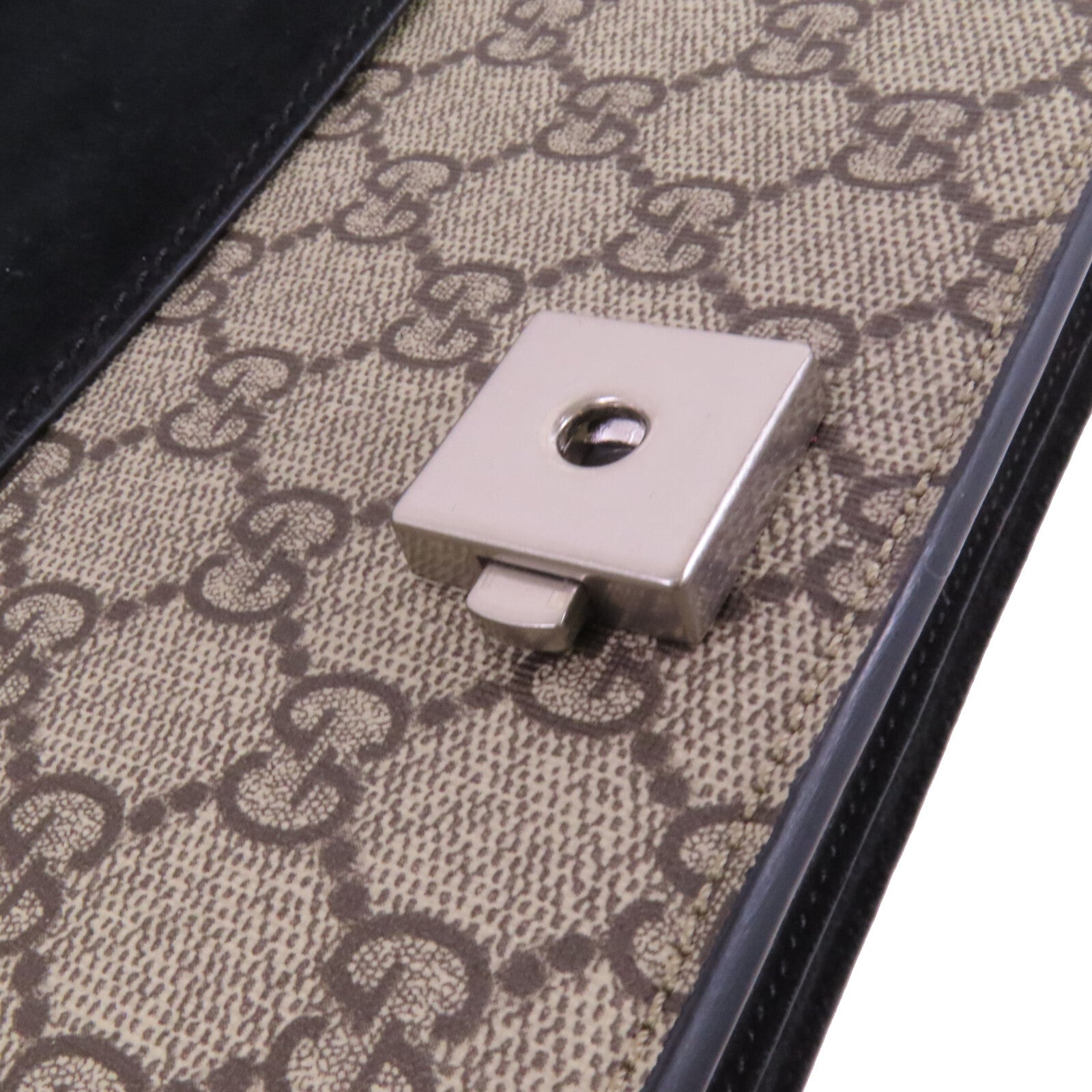 GUCCI 塗層帆布Dionysus銀扣鏈帶肩背袋