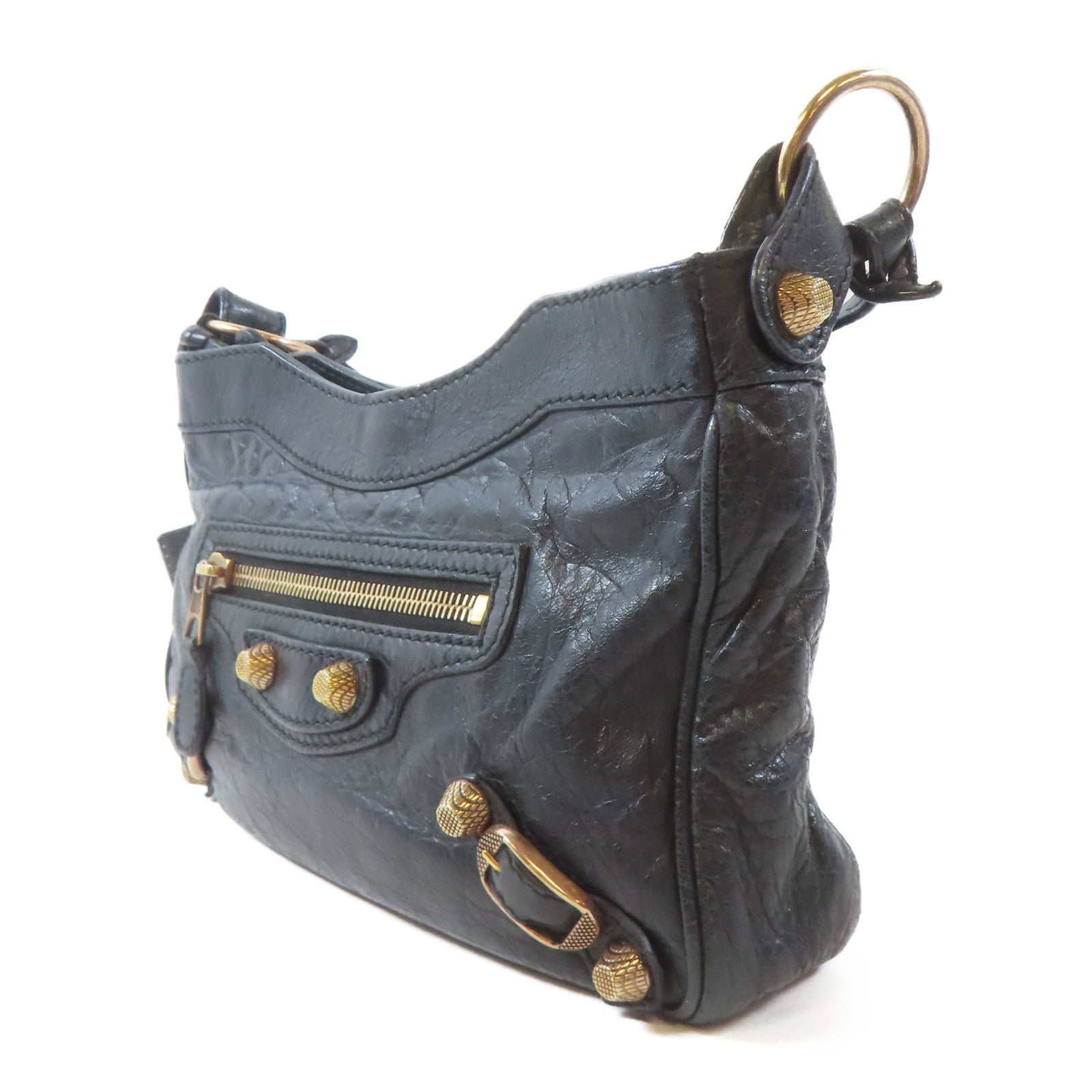 BALENCIAGA 牛皮皮革Hip Bag金扣肩背袋黑色