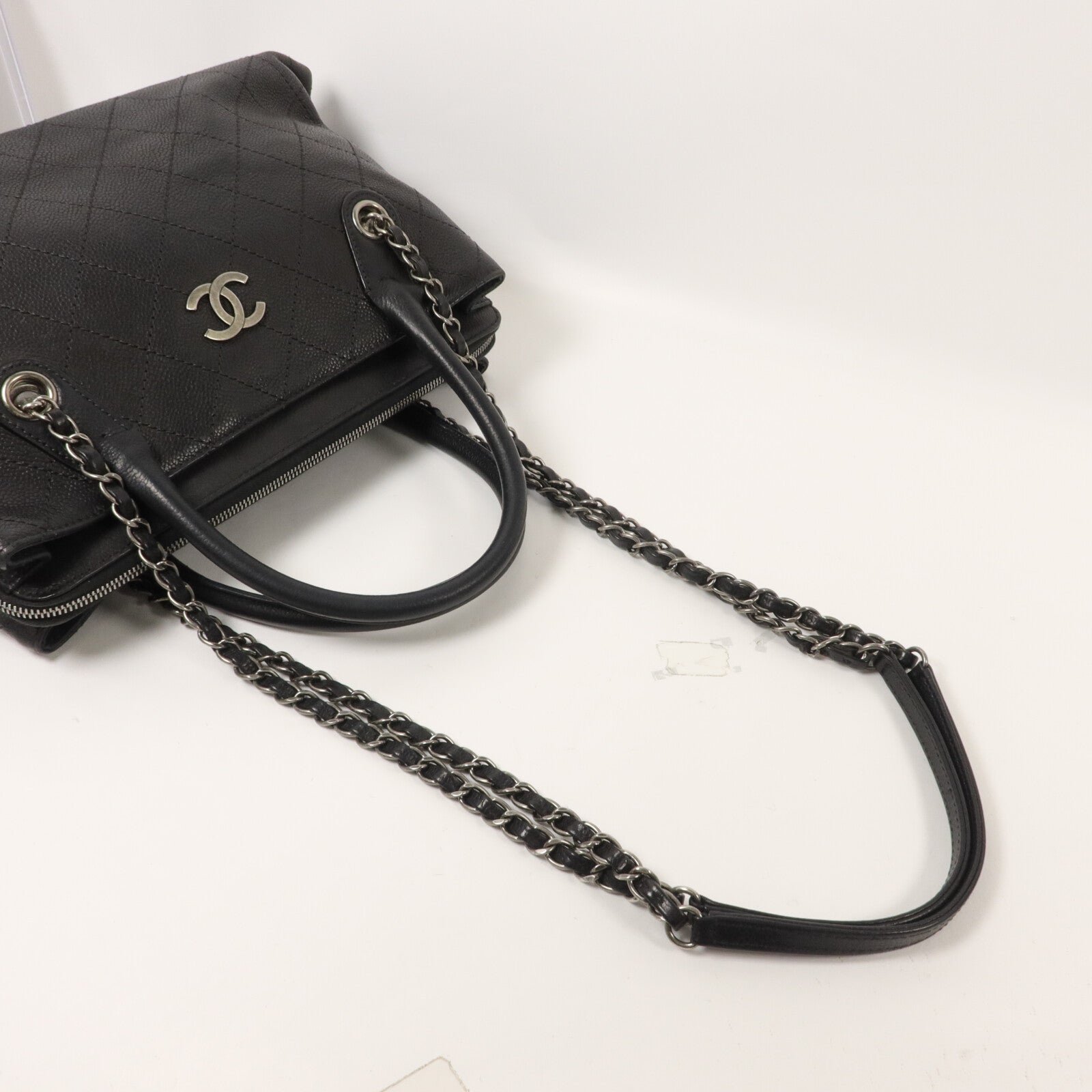 CHANEL 牛皮皮革2 Way Bag鏈帶手挽肩背兩用袋
