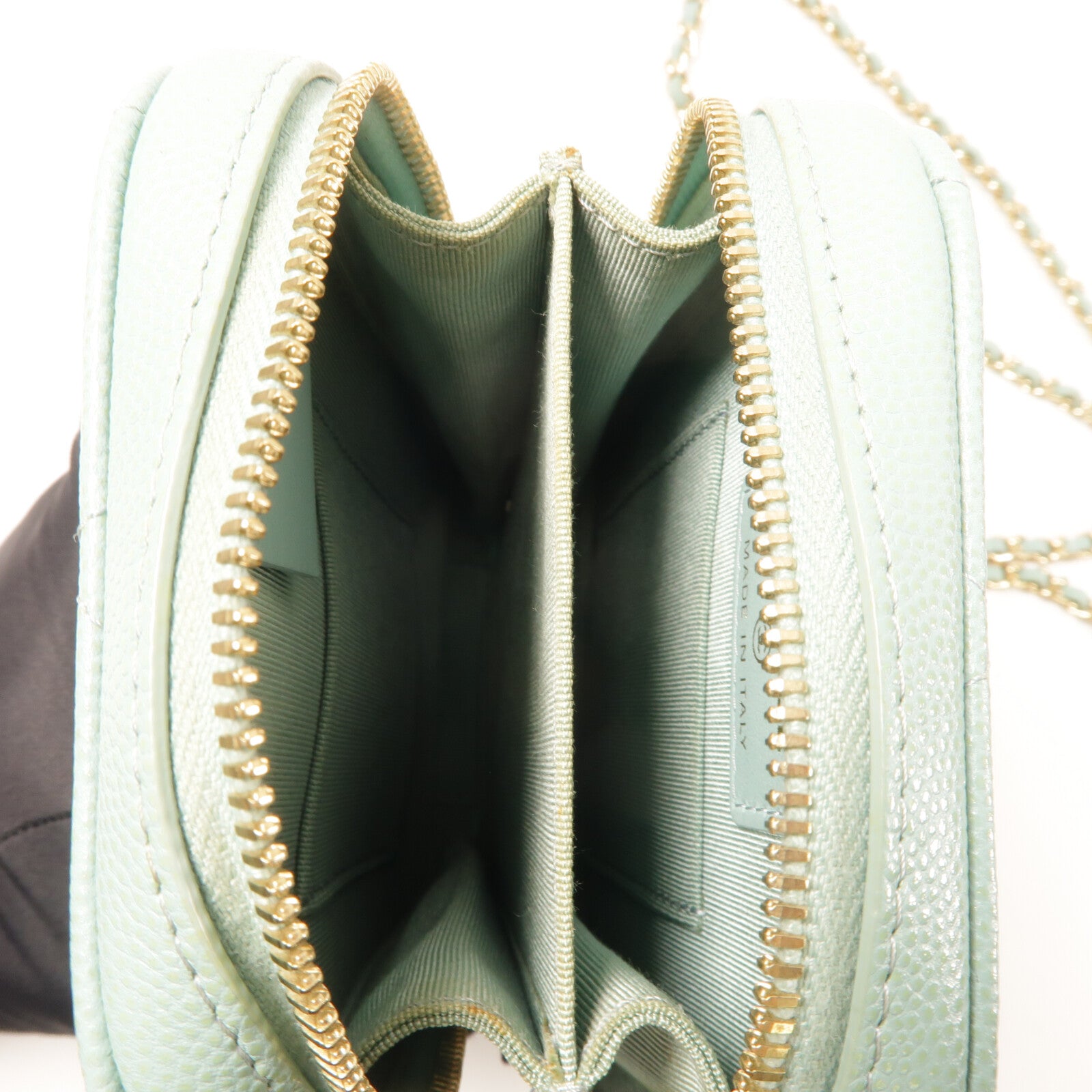 CHANEL 牛皮皮革Phone Case With Chain金扣鏈帶肩背袋