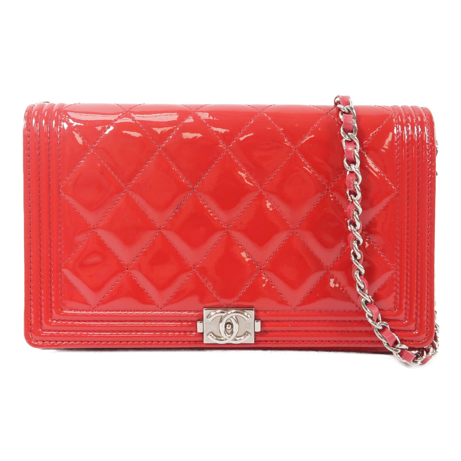 CHANEL 漆皮皮革Boy WOC Wallet On Chain鏈帶肩背袋