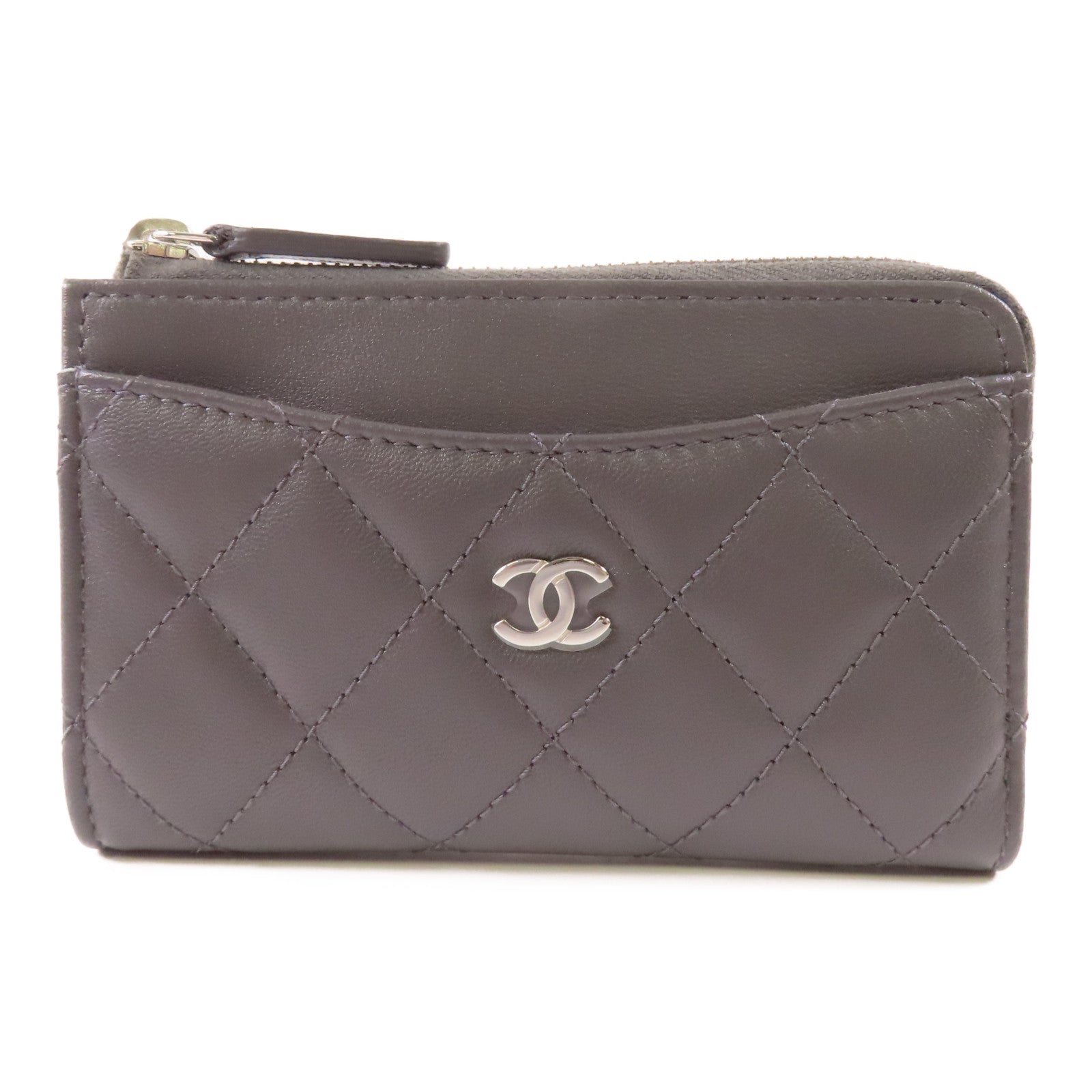 CHANEL 羊皮皮革Wallet銀扣錢包