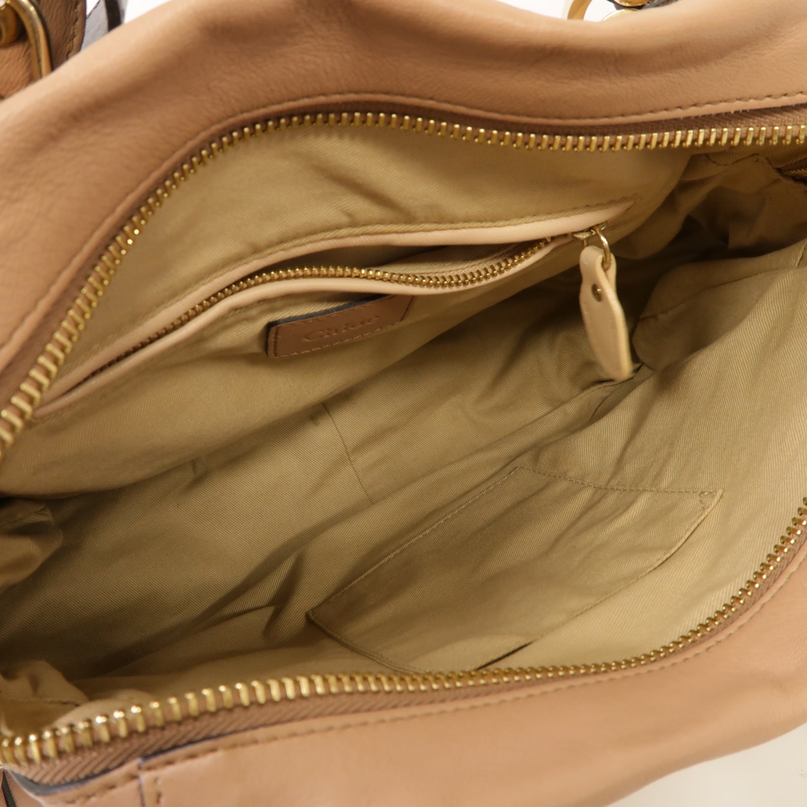 Chloe 【激減優惠】牛皮皮革2 Way Shoulder Bag金扣手挽肩背兩用袋裸色