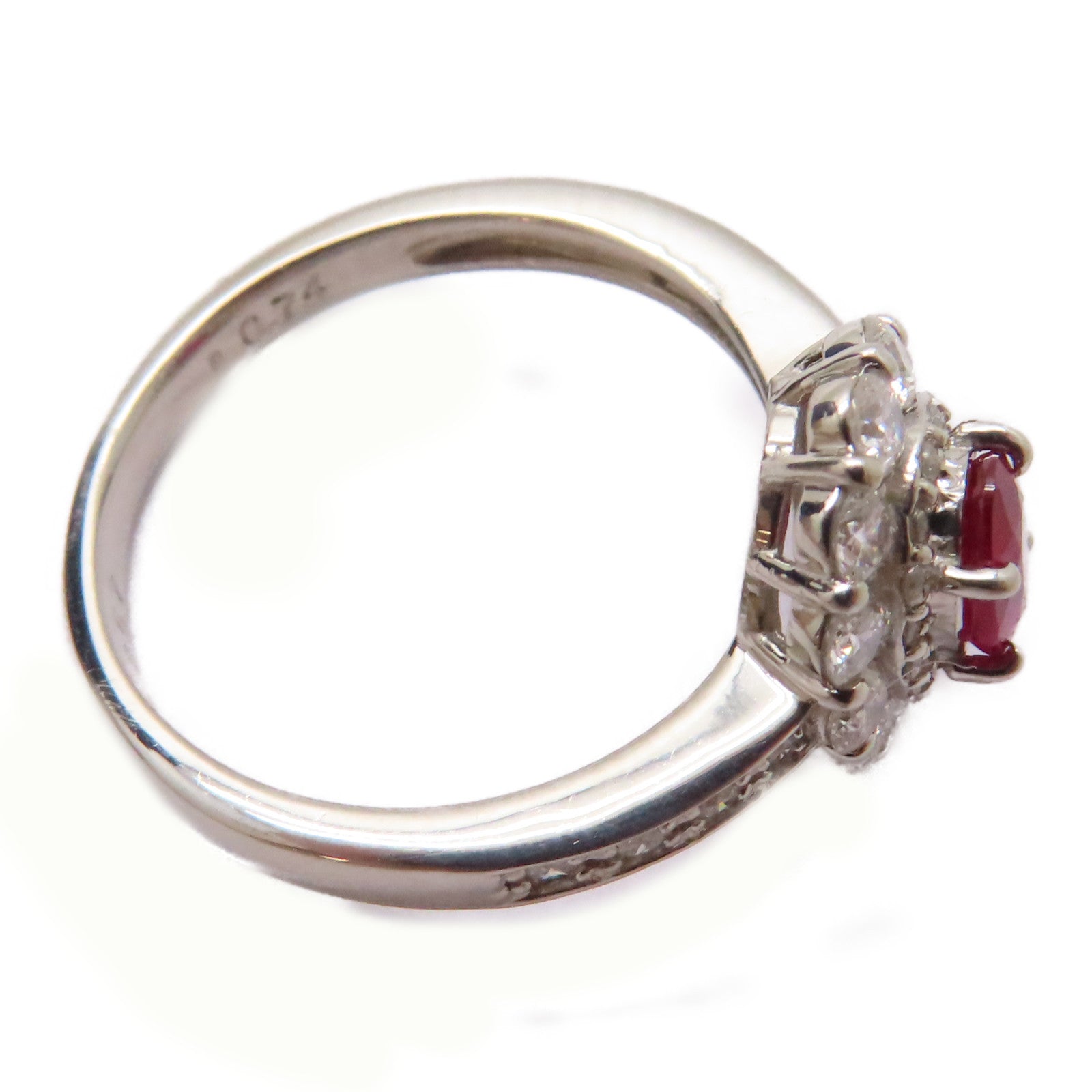 JEWELRY PT鉑金Ruby/Diamond Ring 0.57ct紅寶石/0.74ct鑽石戒指US#6.25