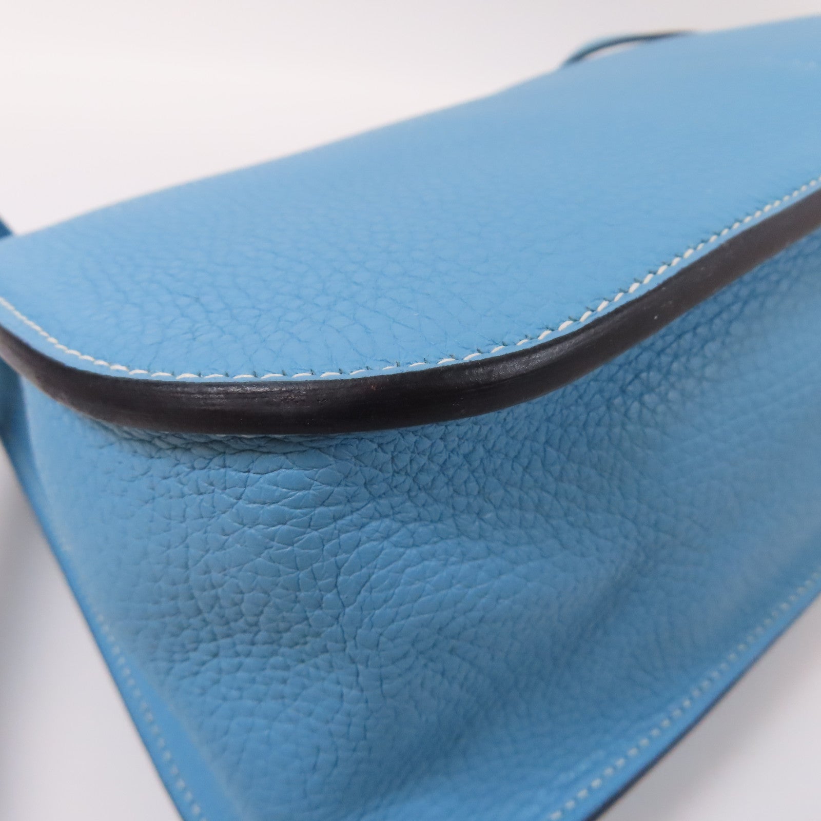 HERMES 牛皮皮革Halzan 31 2 Way Shoulder金扣手挽肩背兩用袋藍色