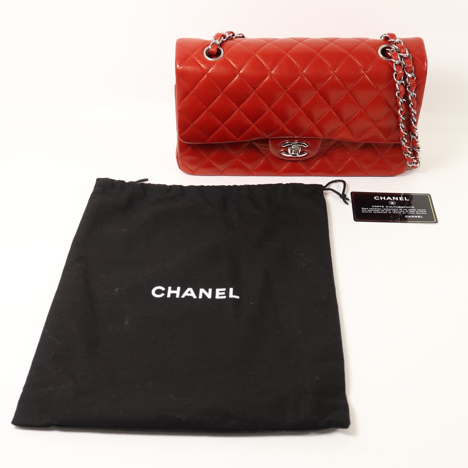 CHANEL 羊皮皮革Classic 25銀扣鏈帶肩背袋