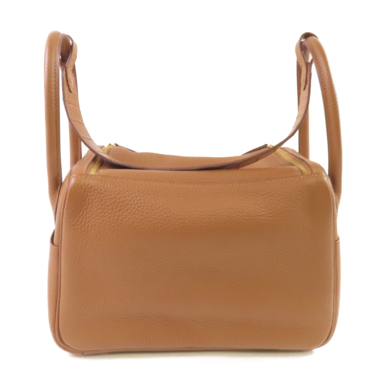 HERMES Clemence皮革/鱷魚皮革Lindy 26 Touch Shoulder Bag金扣肩背袋Gold/經典駝色