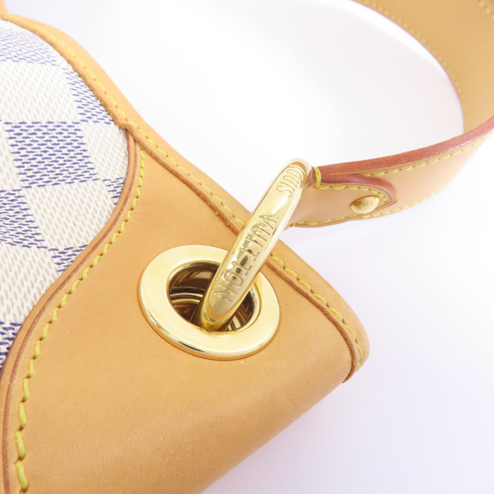 LOUIS VUITTON 【激減優惠】Damier Azur Galliera GM金扣肩背袋白色