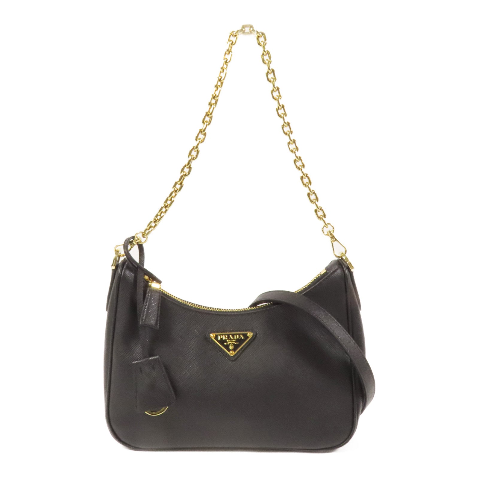 PRADA 【激減優惠】Saffinao皮革金扣手挽肩背兩用袋