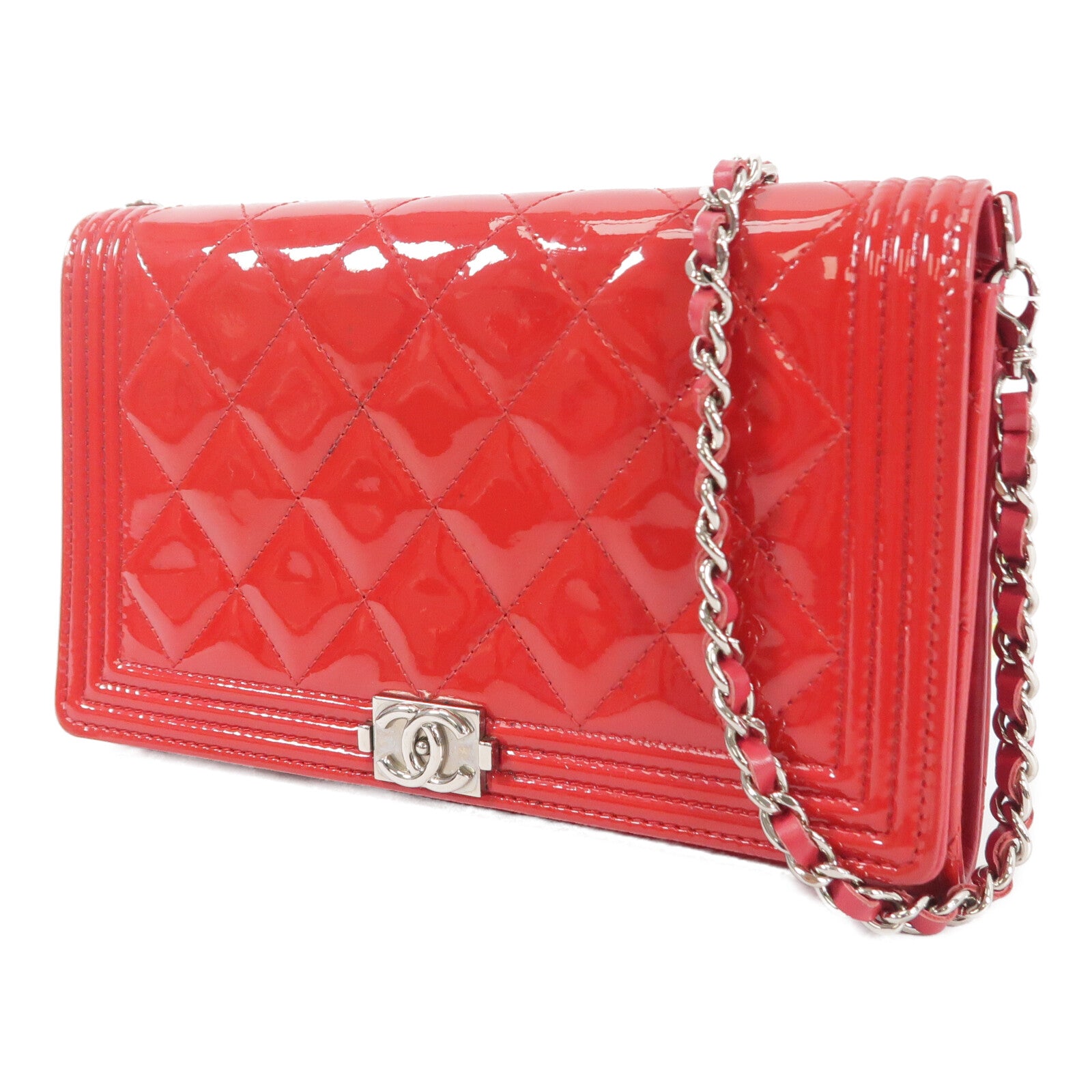 CHANEL 漆皮皮革Boy WOC Wallet On Chain鏈帶肩背袋