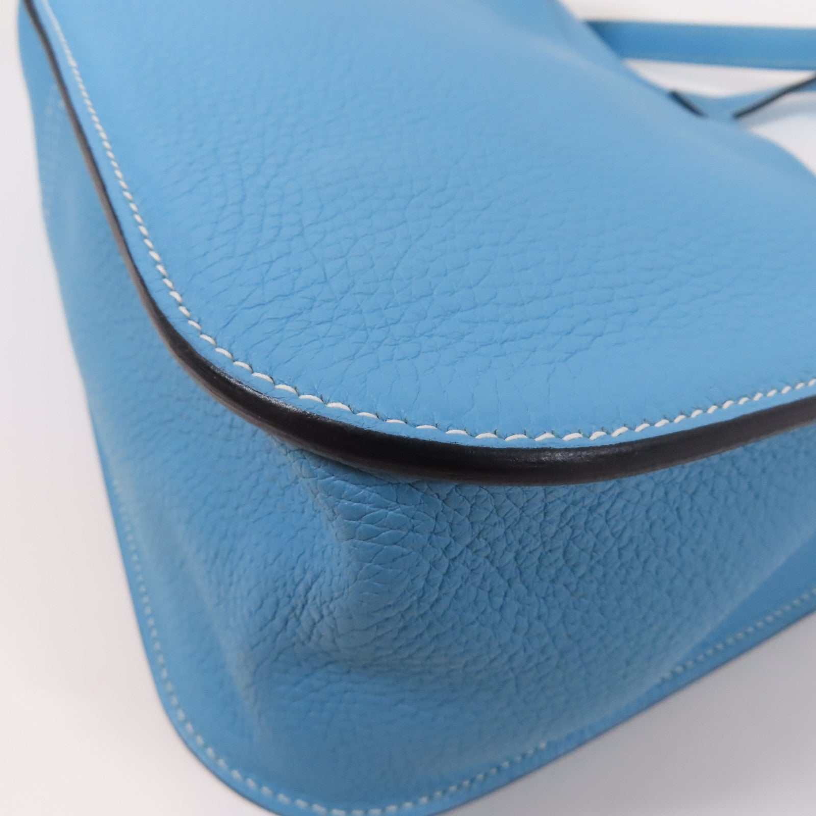 HERMES 牛皮皮革Halzan 31 2 Way Shoulder金扣手挽肩背兩用袋藍色