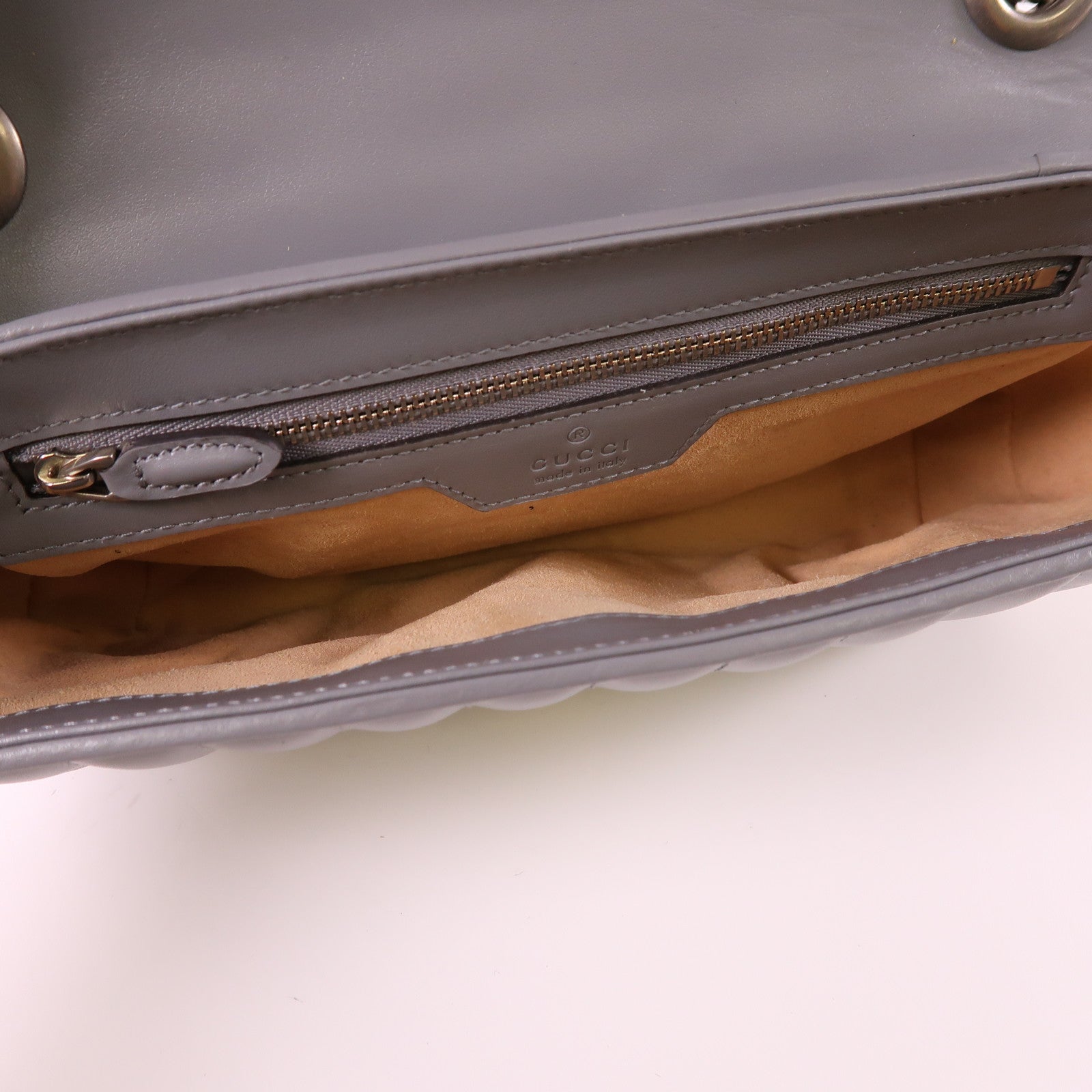 GUCCI 牛皮皮革GG Marmont銀扣鏈帶肩背袋