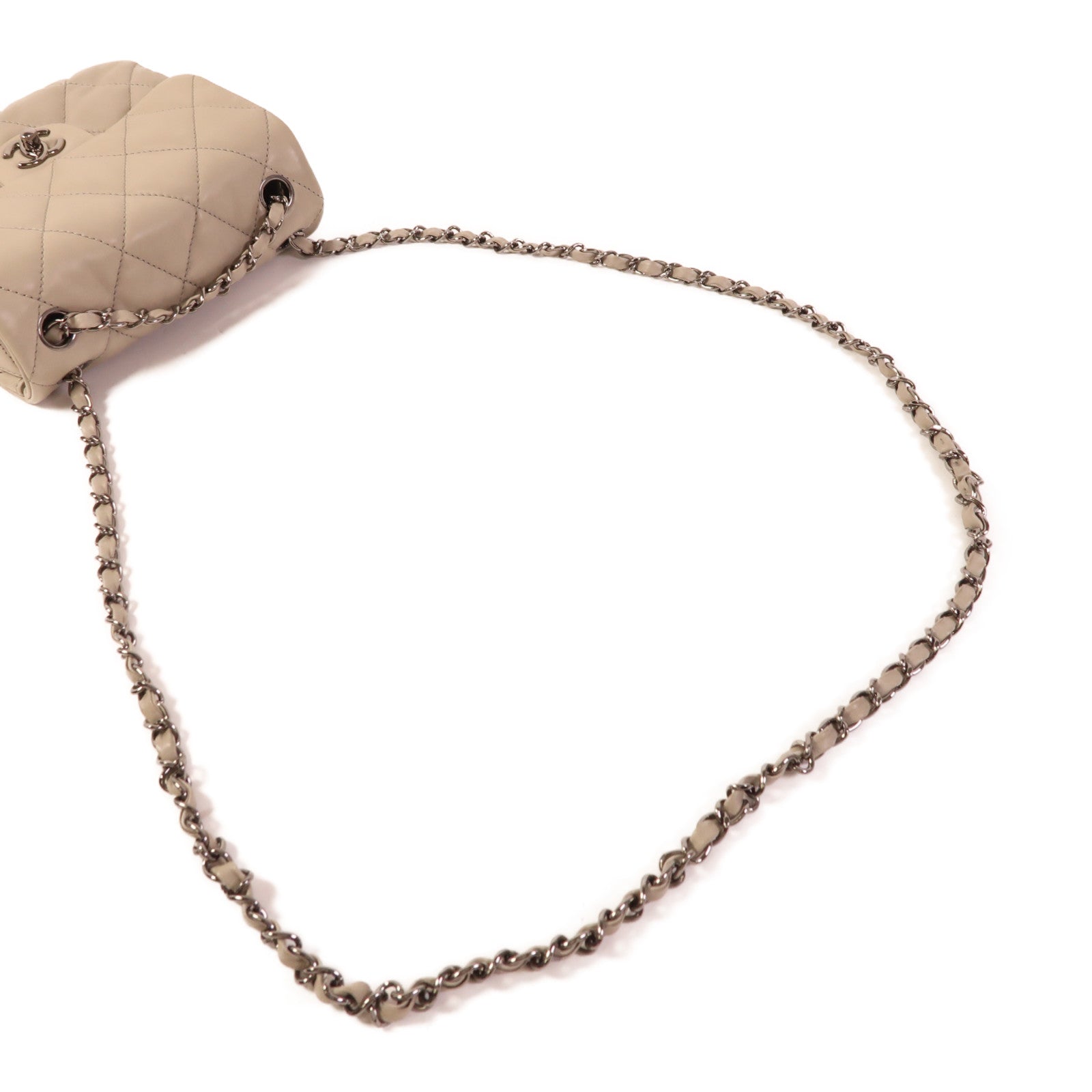 CHANEL 皮革Chain Shoulder銀扣鏈帶肩背袋