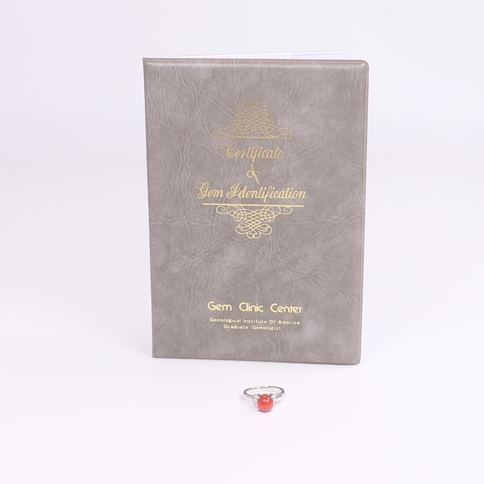 JEWELRY 【激減優惠】PT900鉑金Coral Diamond Ring珊瑚/鑽石戒指US#6