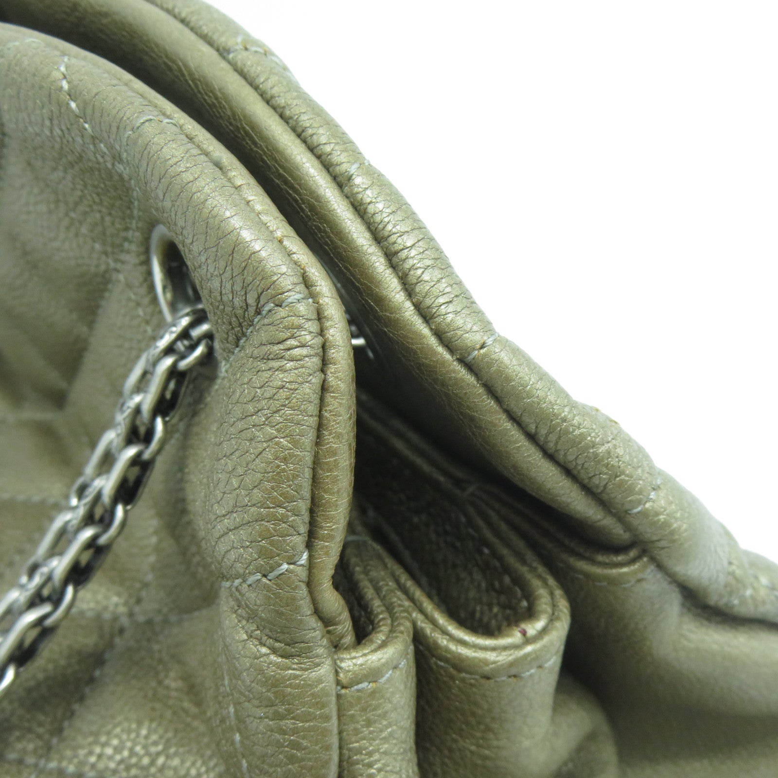 CHANEL 【激減優惠】菱格牛皮皮革Chain Shoulder Bag銀扣鏈帶肩背袋啡色