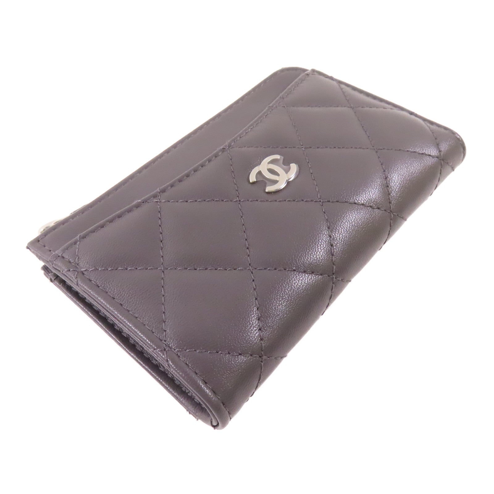 CHANEL 羊皮皮革Wallet銀扣錢包