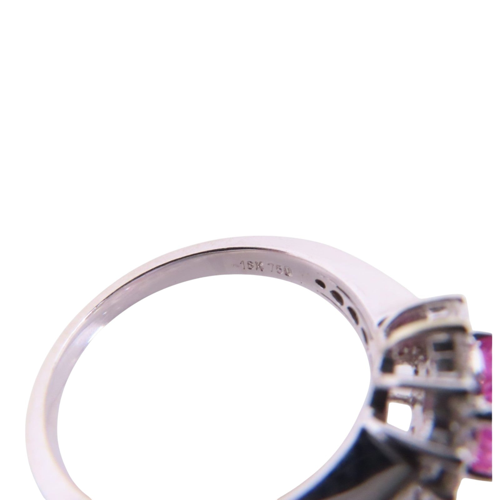 JEWELRY 18K白金/粉紅藍寶石/鑽石Sapphire Diamond Ring戒指US#7.25