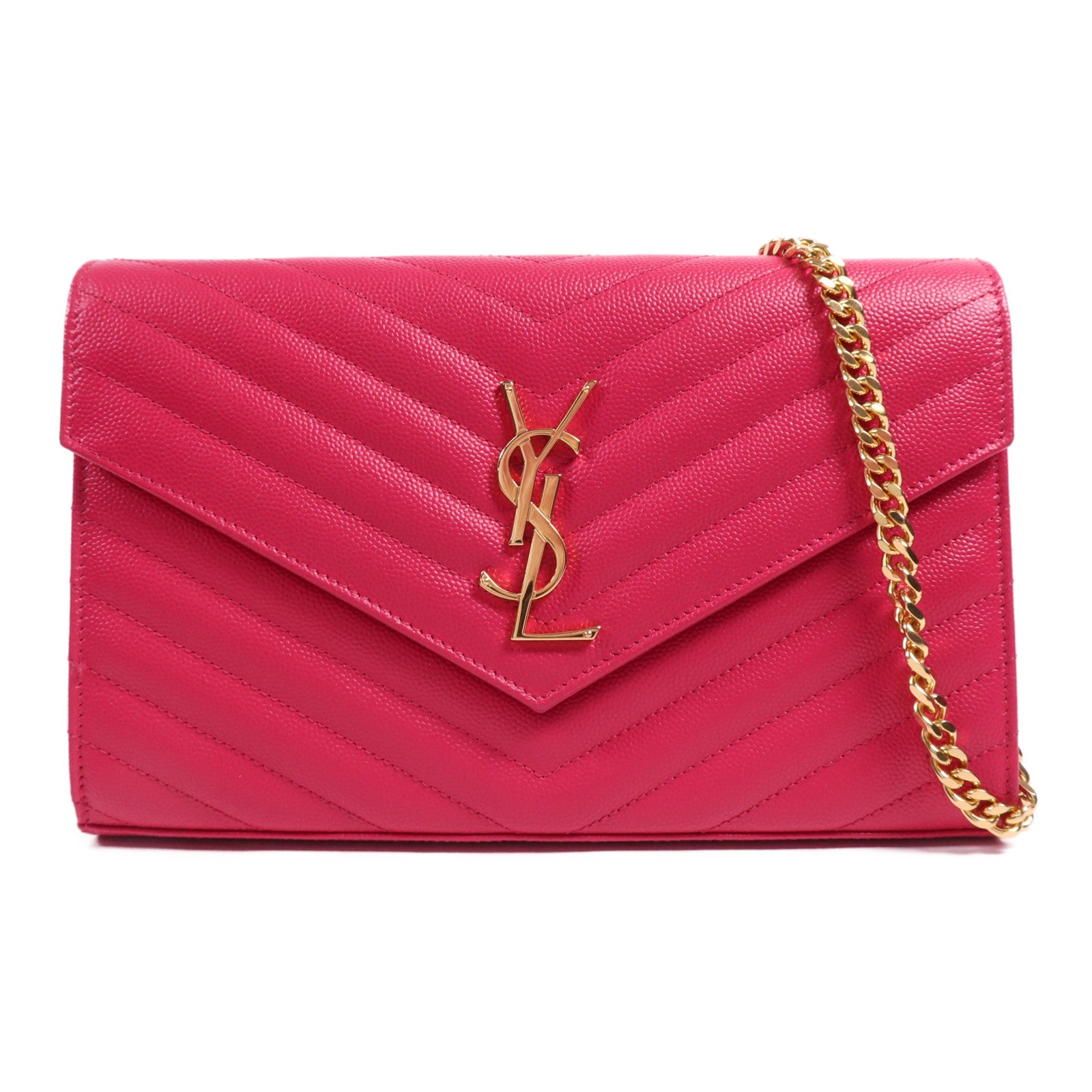 SAINT LAURENT 牛皮皮革Chain Shoulder金扣鏈帶肩背袋