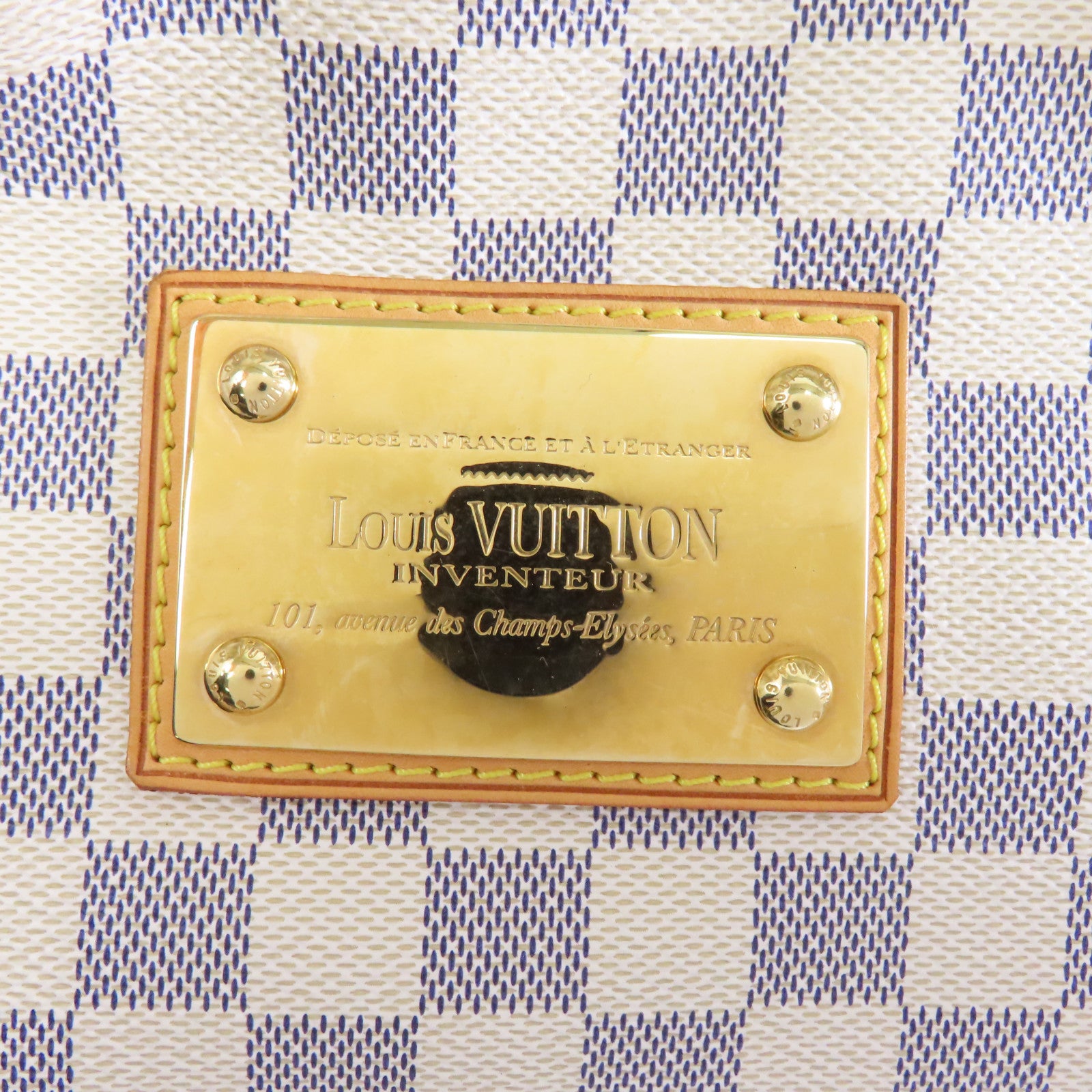 LOUIS VUITTON 【激減優惠】Damier Azur Galliera GM金扣肩背袋白色