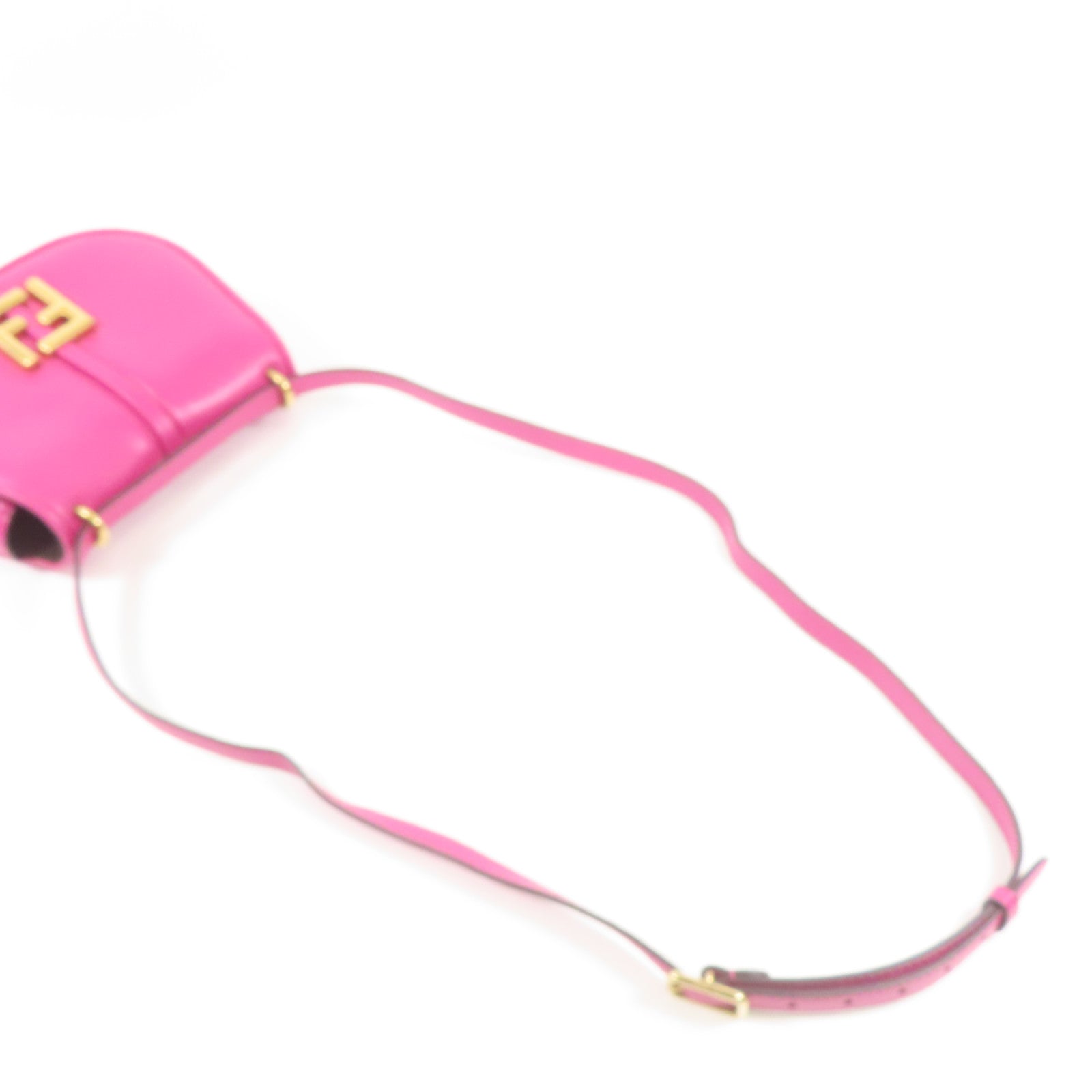 FENDI GHW C'mon Small Shoulder Bag Calfskin Leather Pink