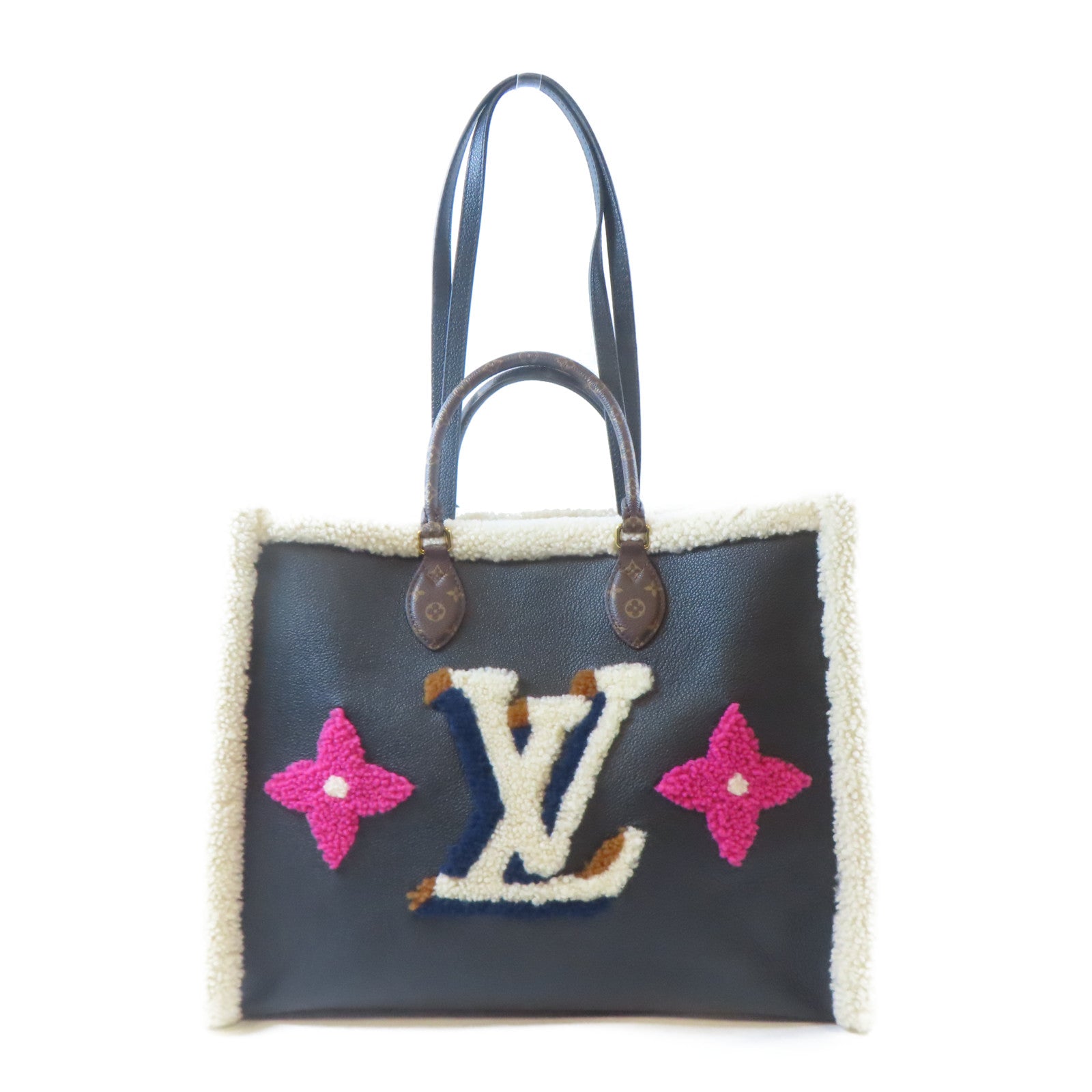 LOUIS VUITTON (PRICE DOWN) LV GHW On The Go GM Tote Bag 2 Way Bag M56958 Calfskin Wool Black