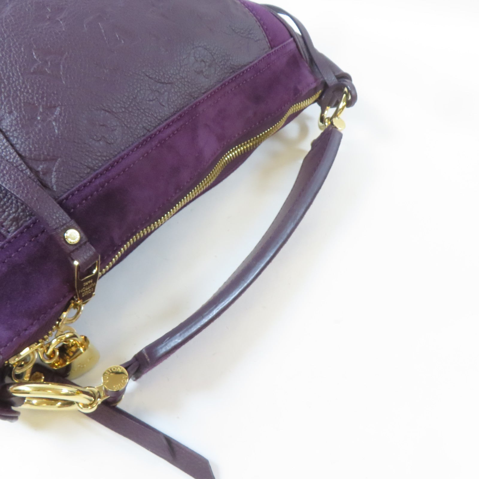 LOUIS VUITTON Monogram Empreinte Oda Shoes PM金扣手挽肩背兩用袋紫色