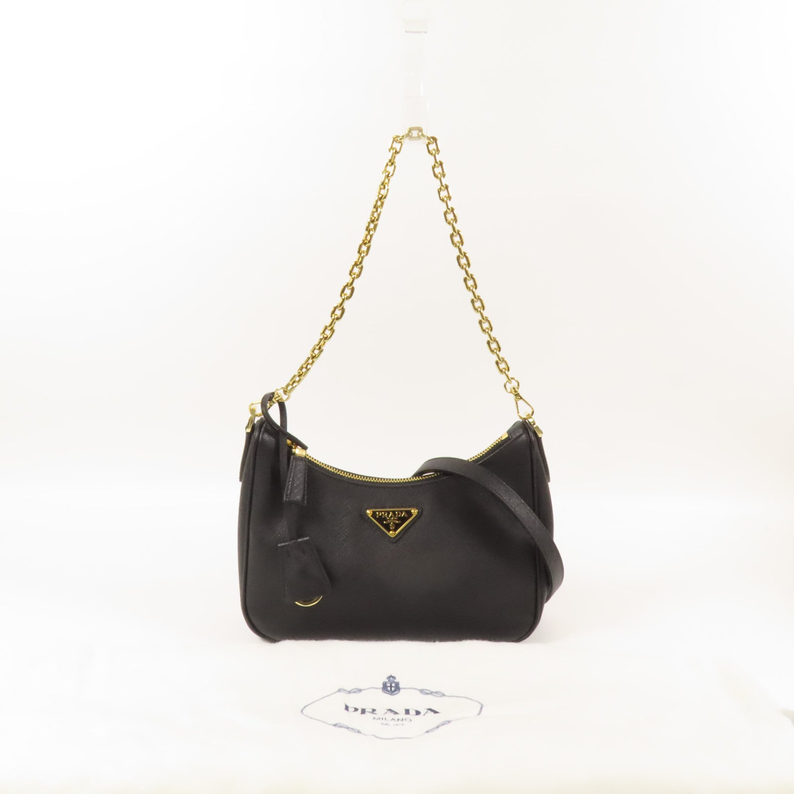 PRADA 【激減優惠】Saffinao皮革金扣手挽肩背兩用袋