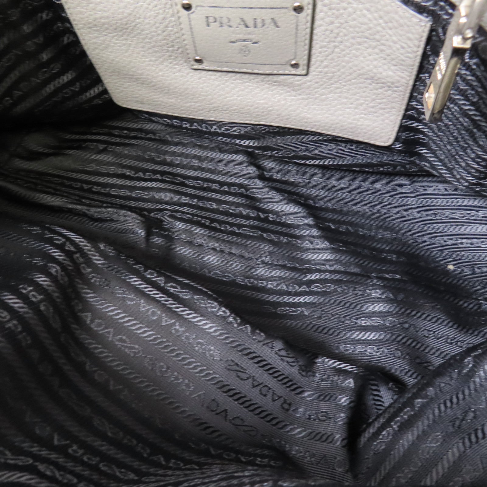 PRADA SHW 2 Way Shoulder Bag Handbag Calfskin Leather Gray Grey