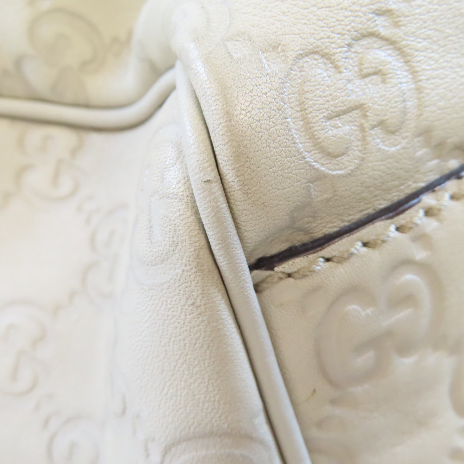 GUCCI 皮革Hand Bag金扣手挽袋灰色
