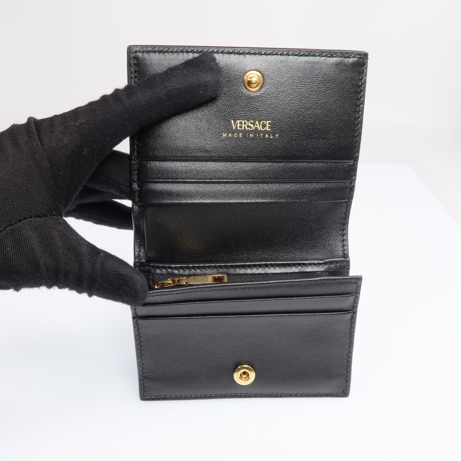 VERSACE 羊皮皮革Medusa '95 Fold Wallet 金扣錢包