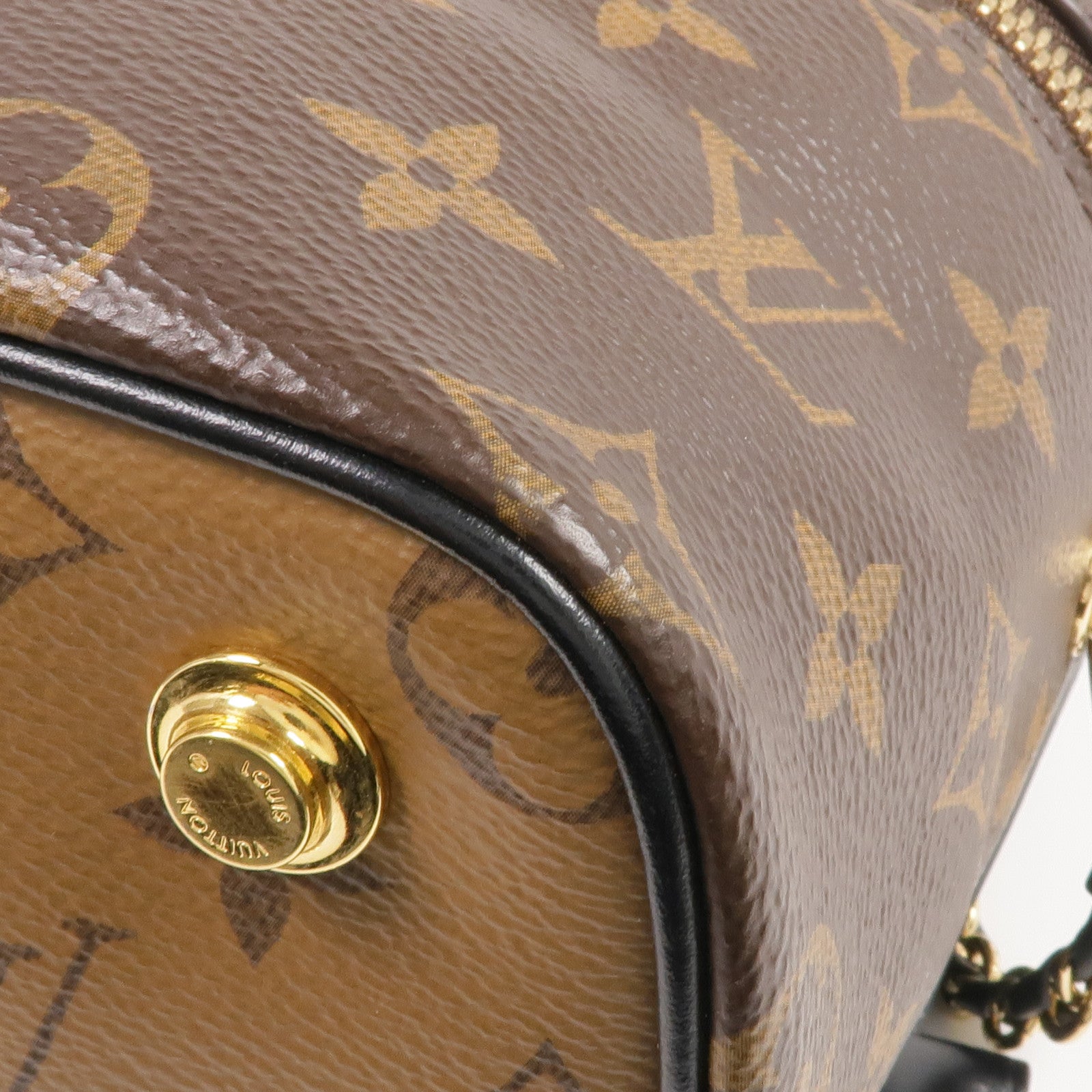 LOUIS VUITTON Monogram/Monogram Reverse Vanity PM金扣手挽肩背兩用袋棕色