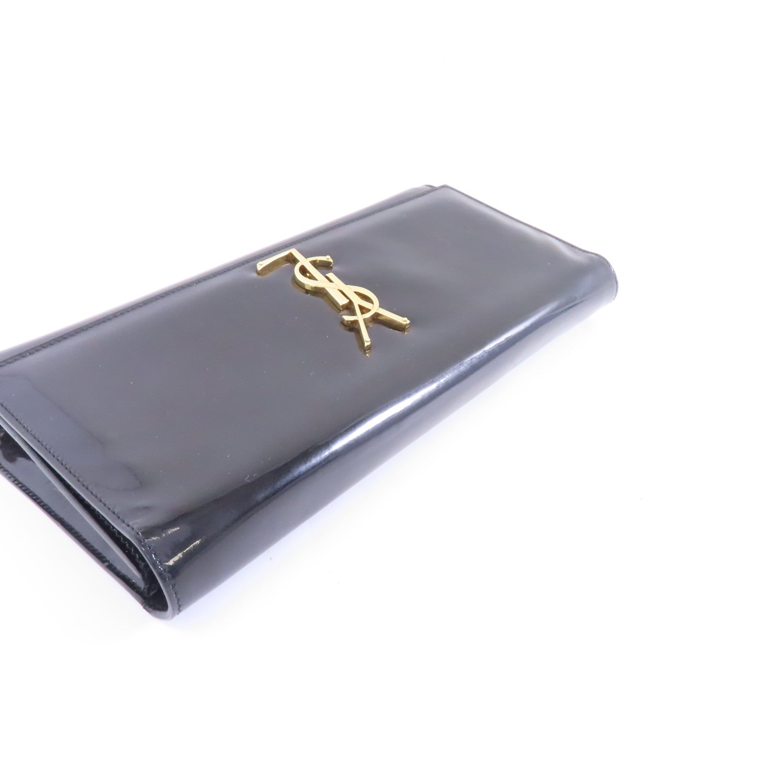 SAINT LAURENT 漆皮皮革Clutch金扣手拿包黑色