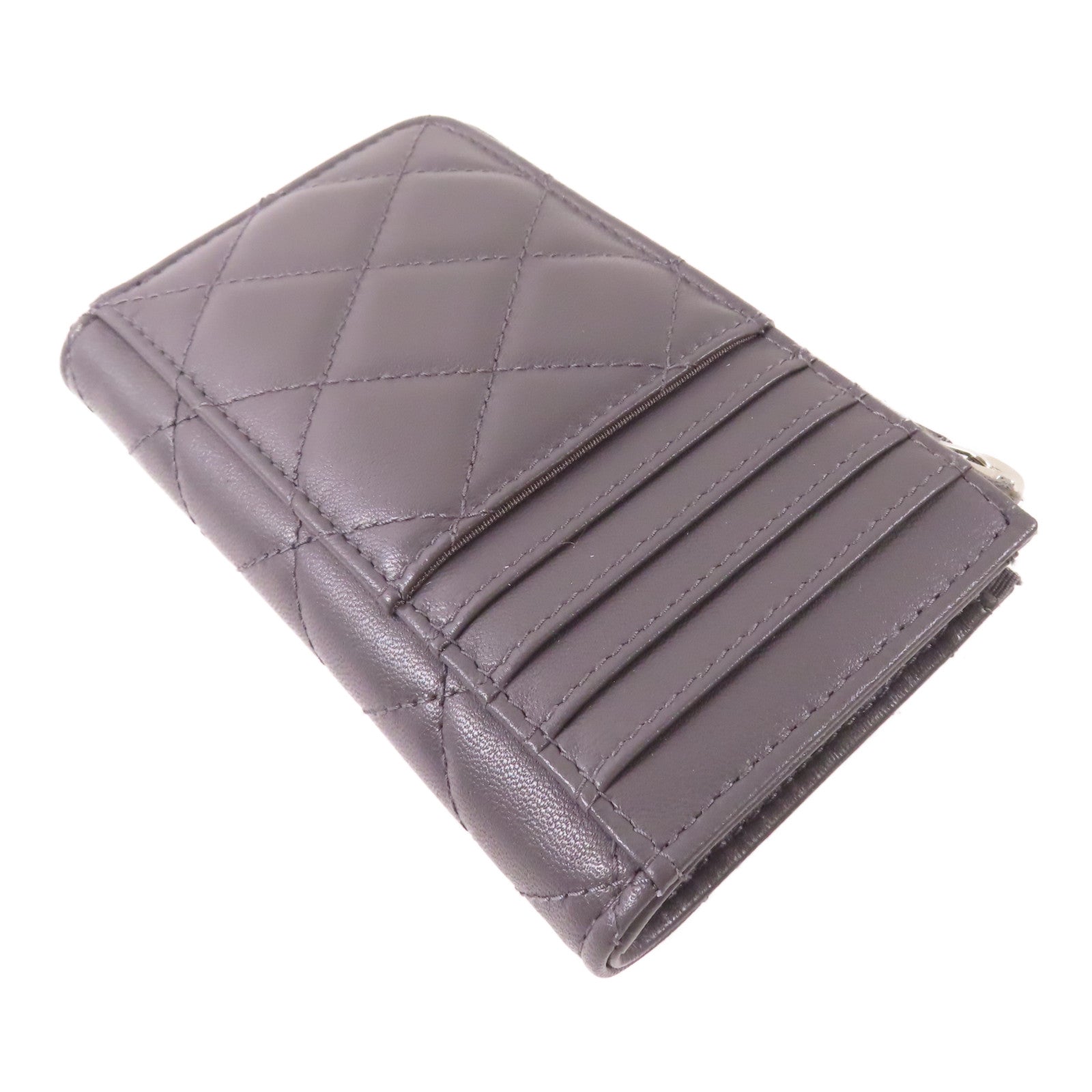 CHANEL 羊皮皮革Wallet銀扣錢包