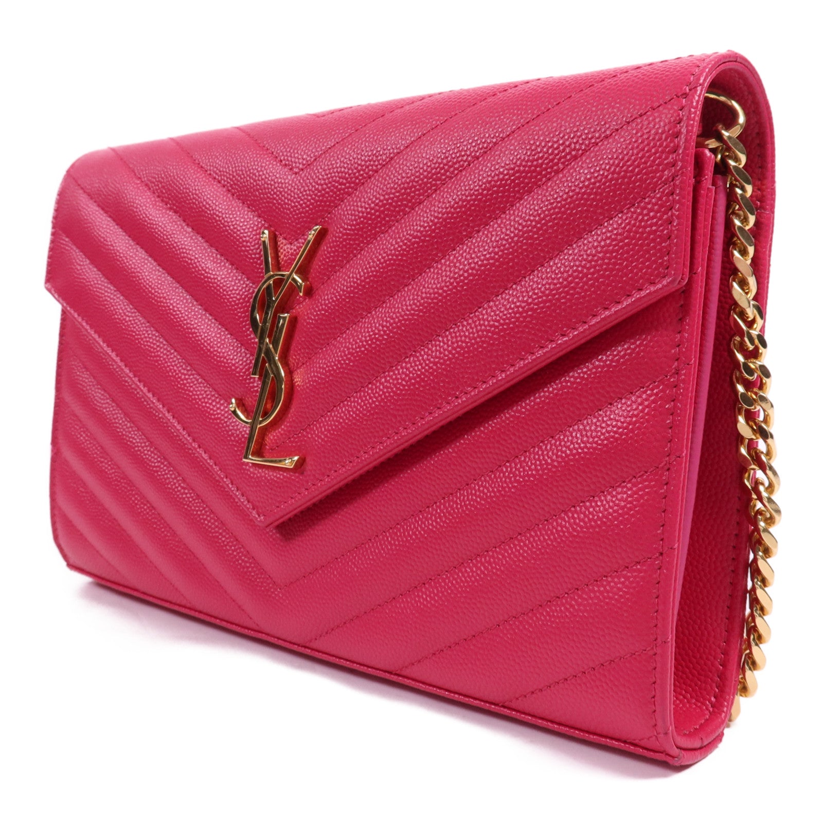 SAINT LAURENT 牛皮皮革Chain Shoulder金扣鏈帶肩背袋